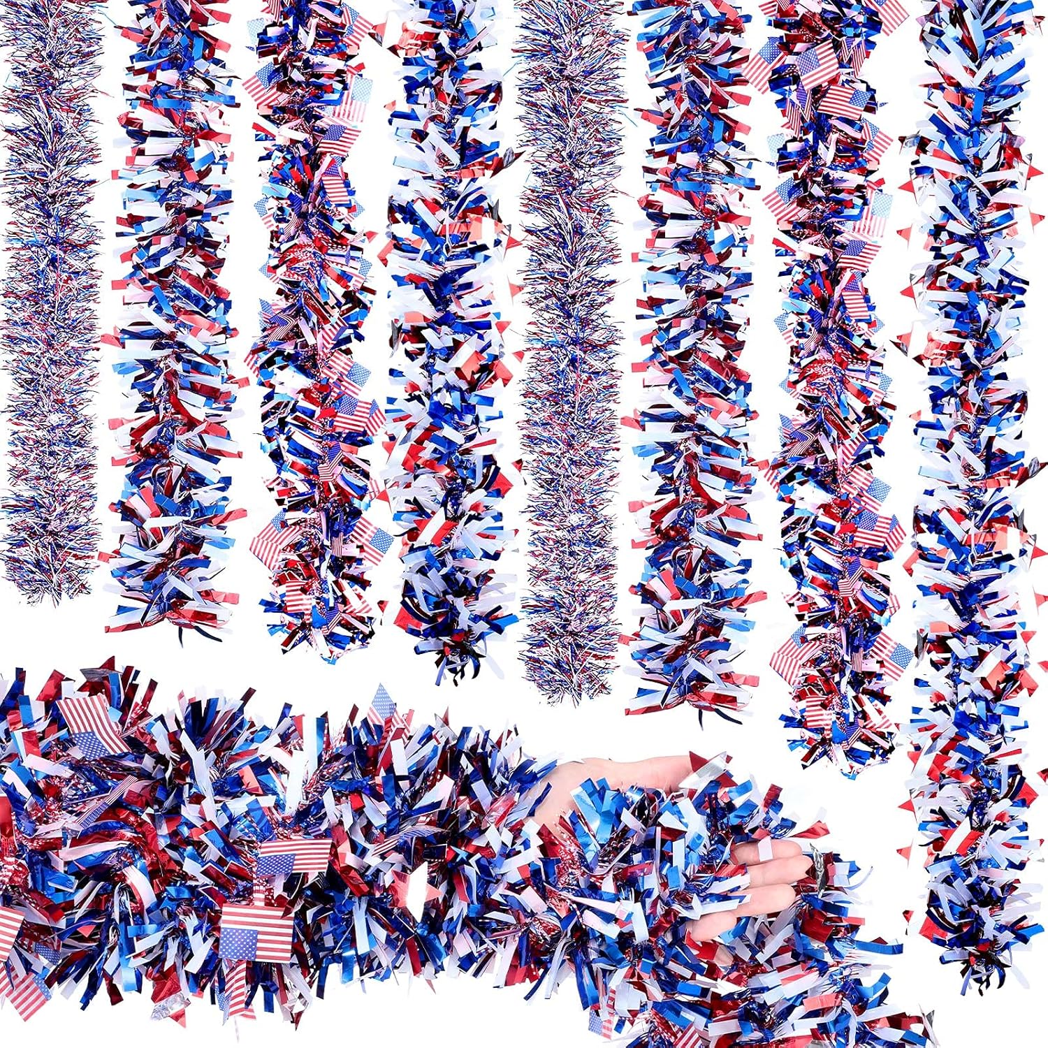 4th of July Tinsel Garland Patriotic Tinsel Garland Include