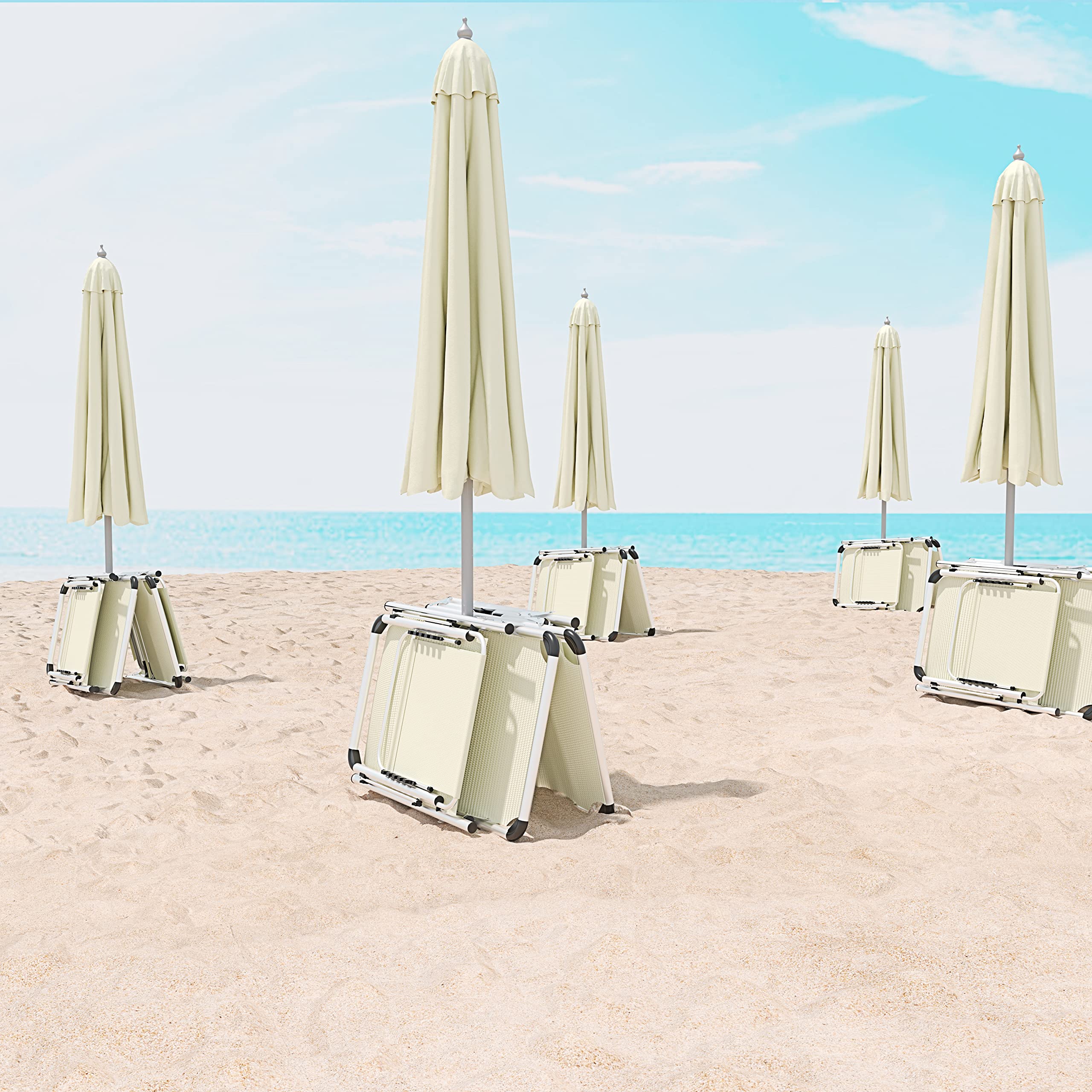2 Lettini Pieghevoli Con Ombrellone – Regolabili, Comodi, Per Spiaggia E Giardino