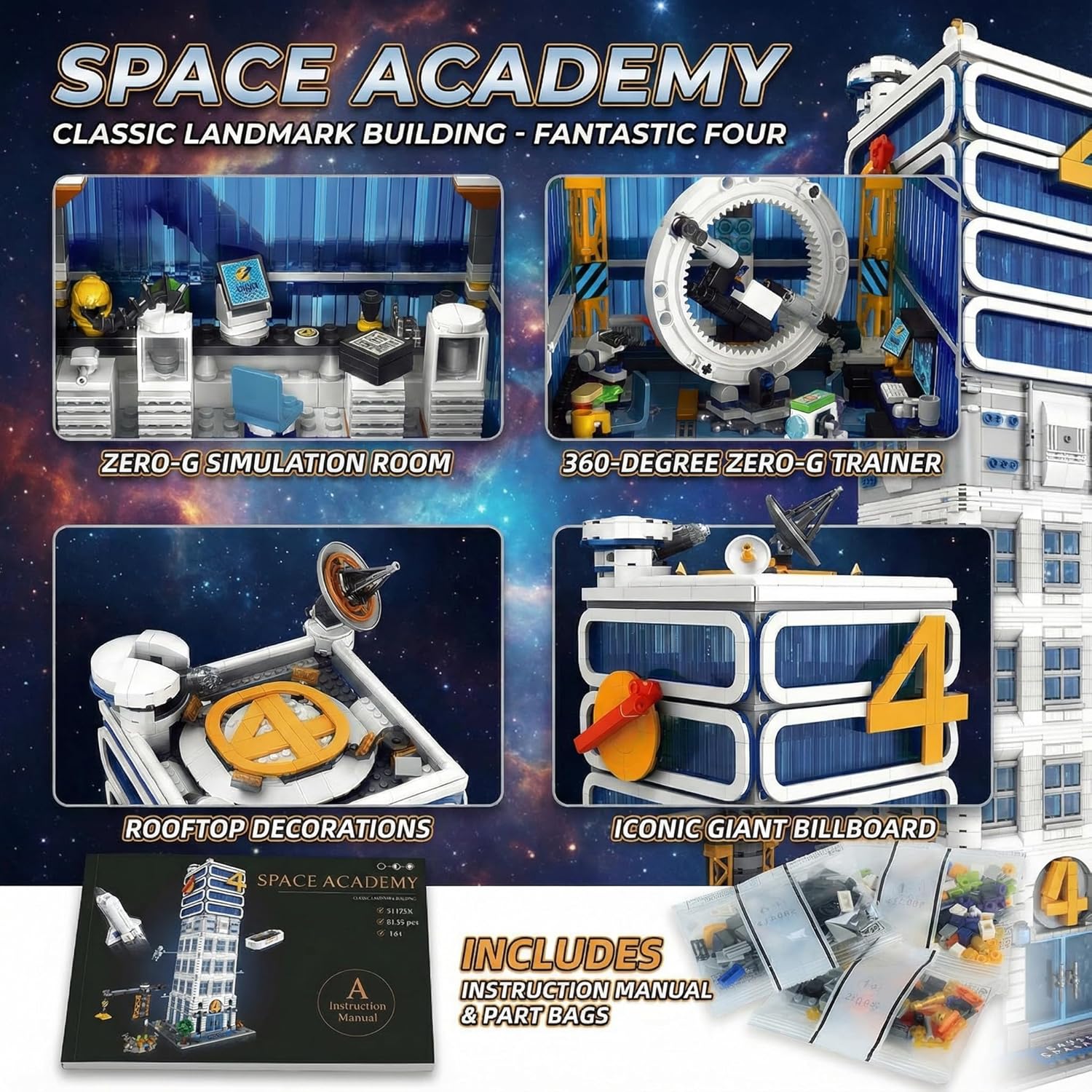 Skyscrapers Modular Building Blocks,71cm Tall Four Heroes Tower Building Architecture Set -Space Academy Collectible Display Toy with Adults, Sci-Fi MOC Construction Gift(6135pcs) - Image 4