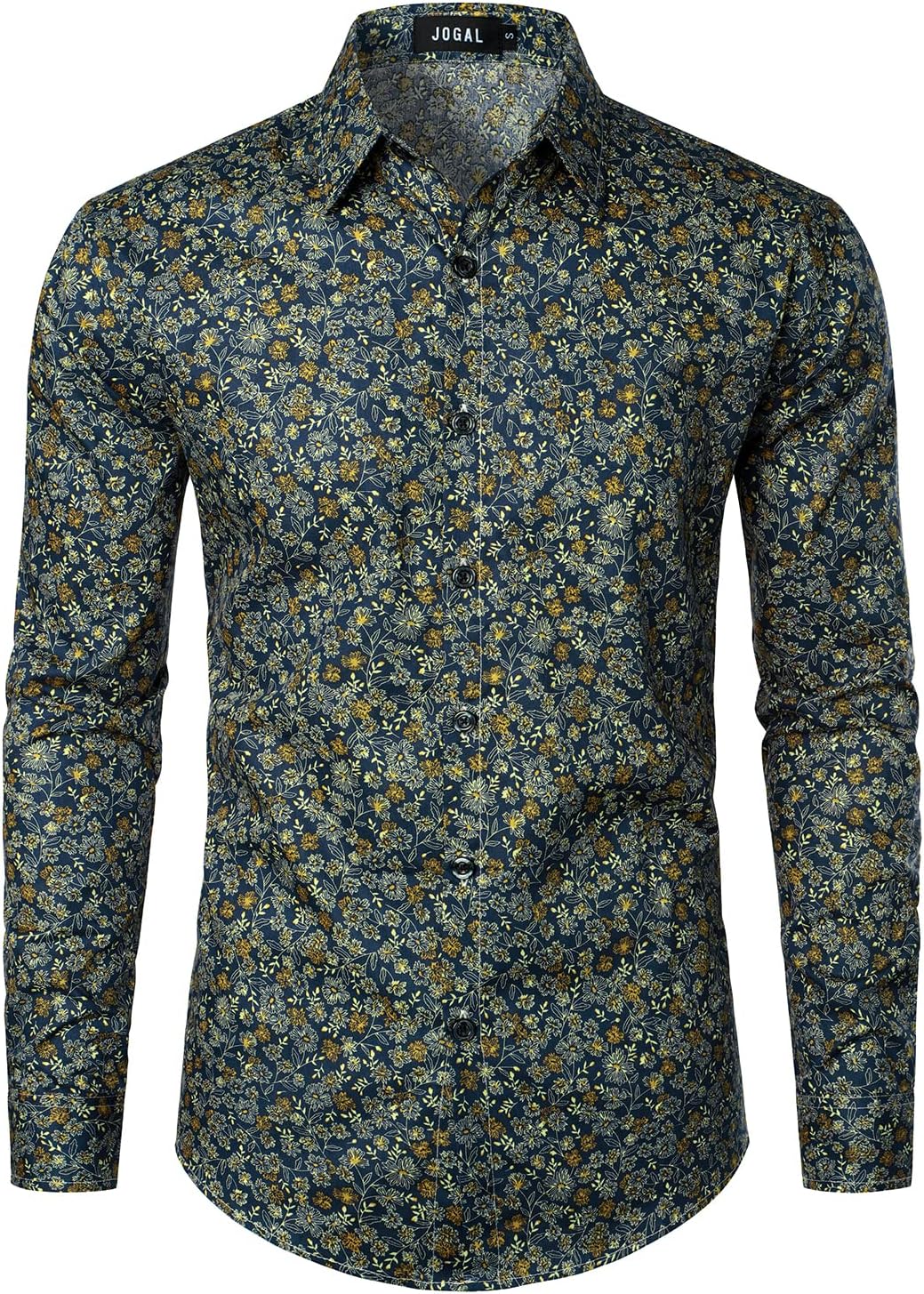 Mens Regular fit Floral Dress Shirt Long Sleeve Printed Casual Button Down Shirts
