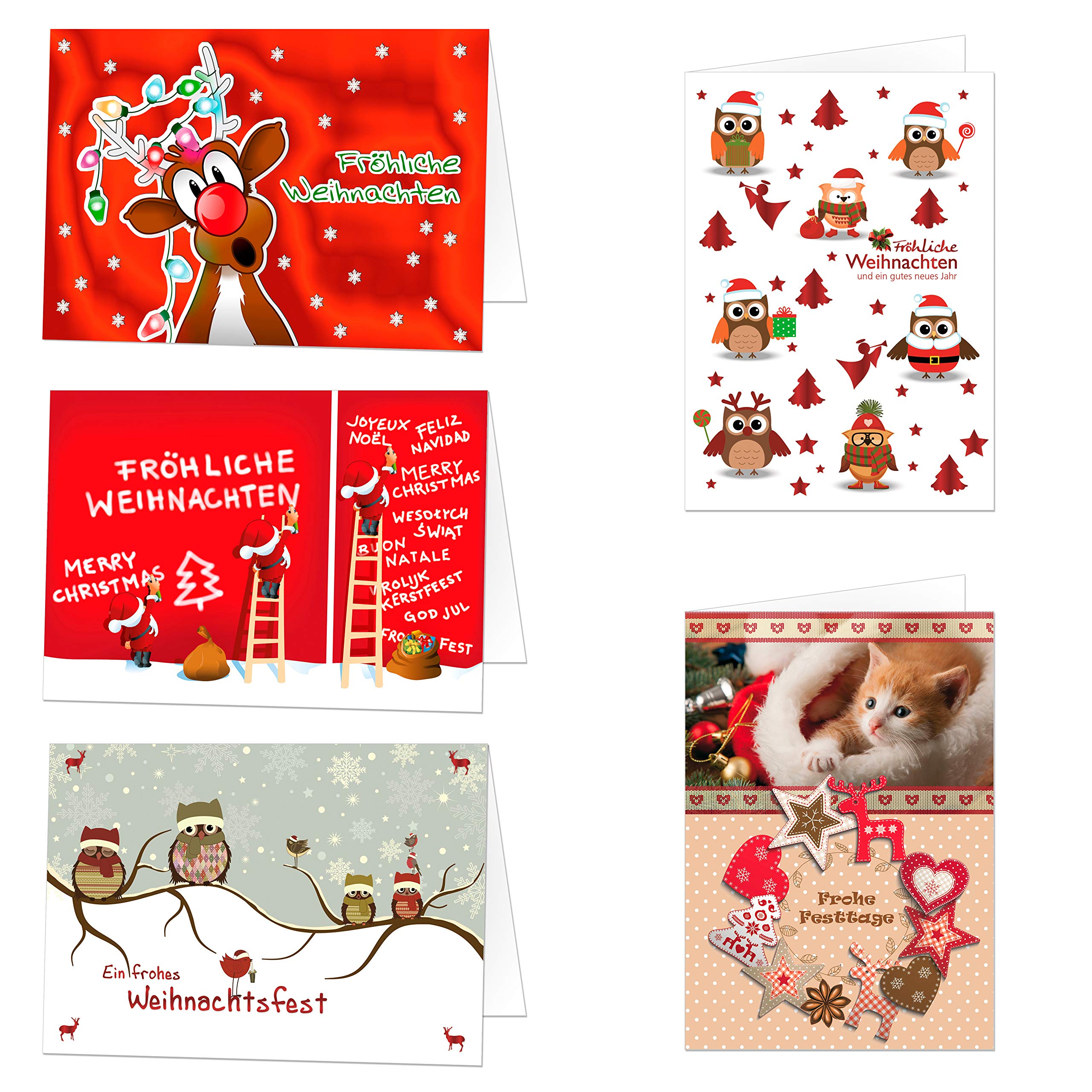 50 Premium Weihnachtskarten Mit Umschlägen – Format 17x12 Cm, In Deutschland Gestaltet, Goldgeprägt
