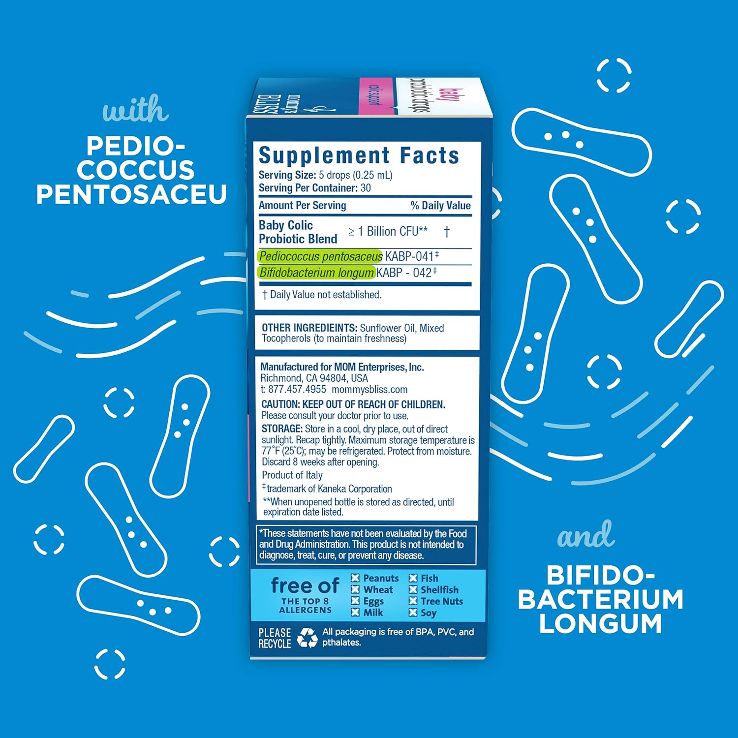 Mommy's Bliss Baby Probiotic Drops Everyday - Gas, Constipation, Colic Symptom Relief - Newborns & Up - Natural, Flavorless, 0.34 Fl Oz : Baby