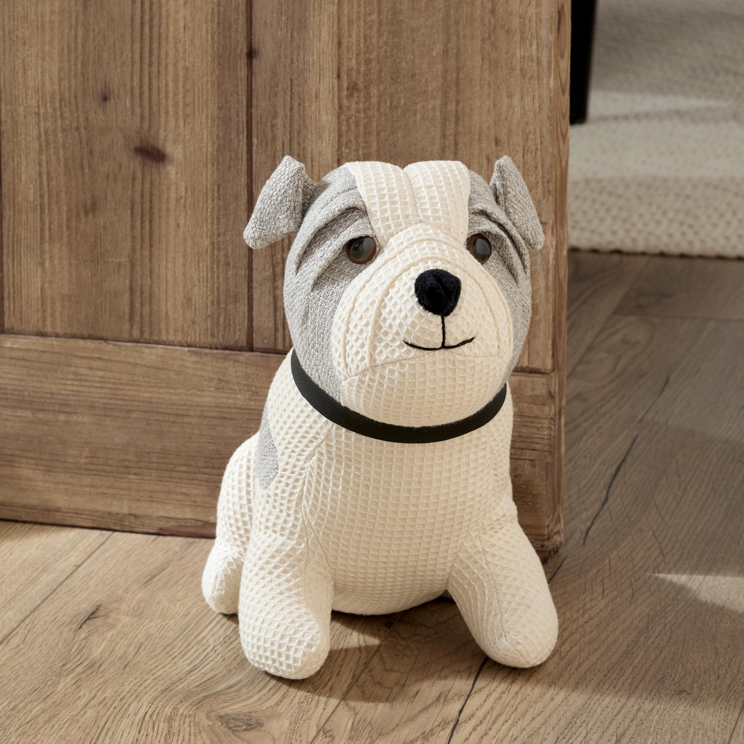 furn. Wylder Betsie Dog Door Stop – Cotton Waffle Weighted Novelty Door Stopper (Natural – 25x20x24cm)