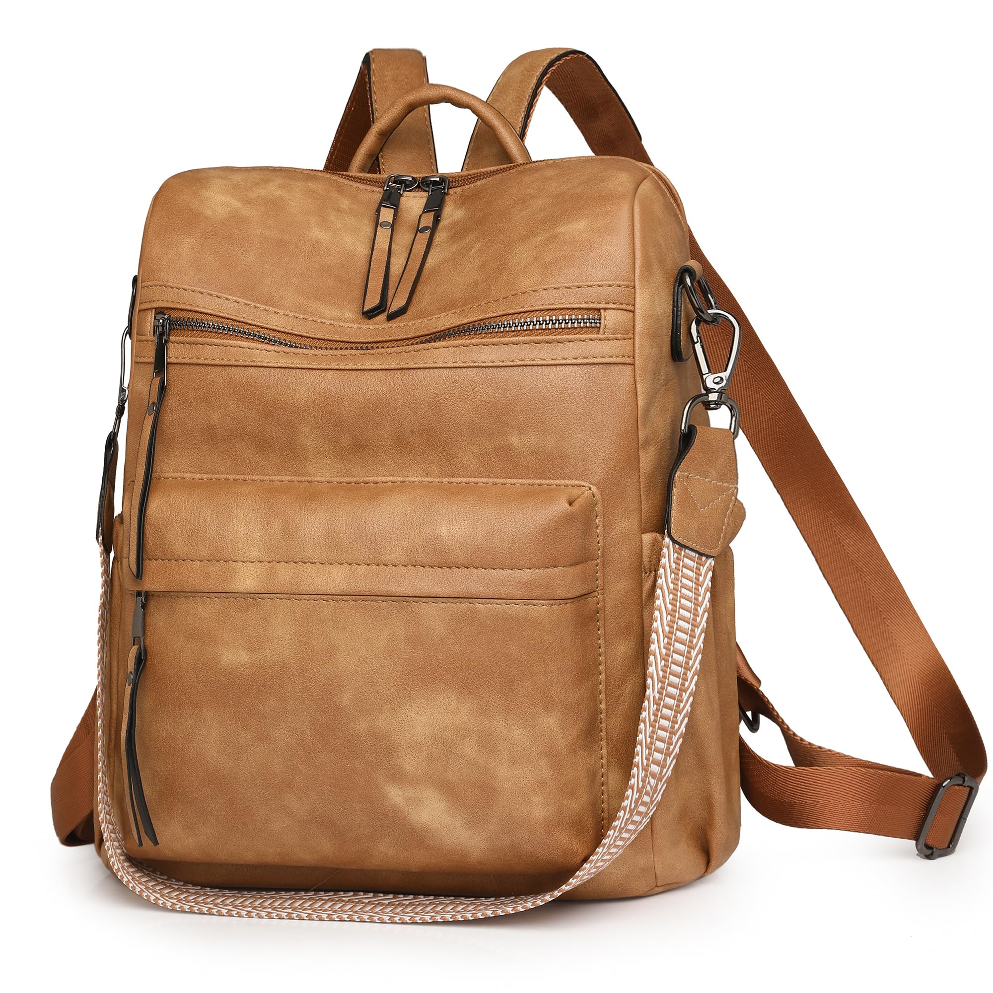 Borsa a tracolla da donna in pelle, da viaggio, Giallo-albicocca, Medium, Zaino da donna alla moda | Zaino alla moda, zaino multiuso per uso quotidiano a tracolla media per le donne