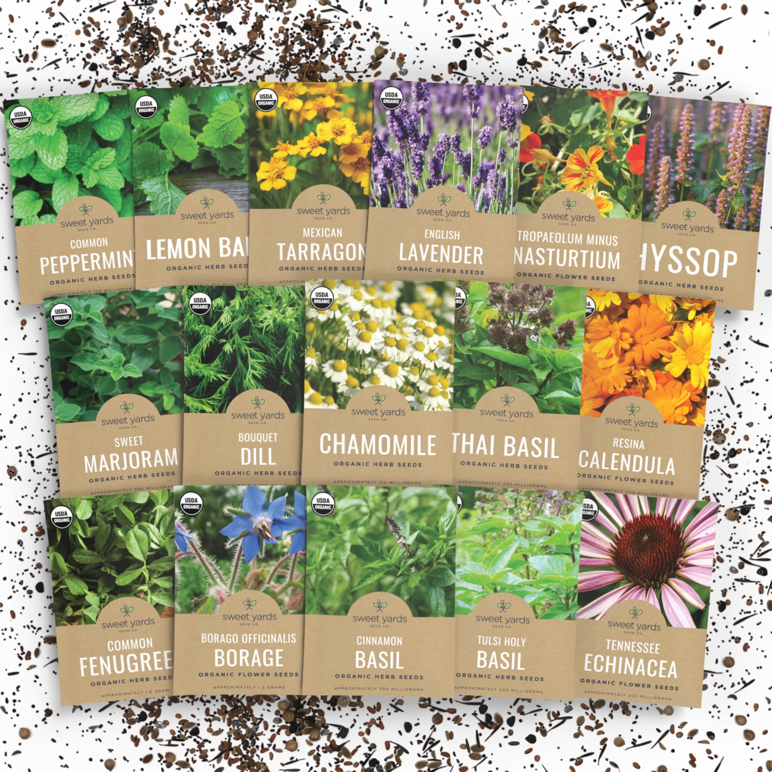 Sweet Yards Organic Herbal Tea Seeds Variety Pack