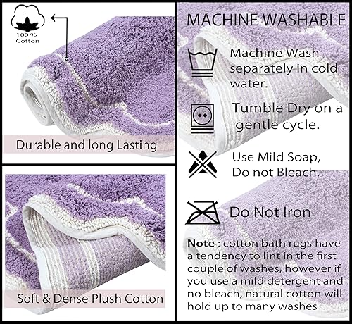 Miniatura 6 de Home Weavers Allure Collection - Tapete de contorno en forma de U, extra grueso, antideslizante para baño, 100% algodón suave, absorbente de agua,