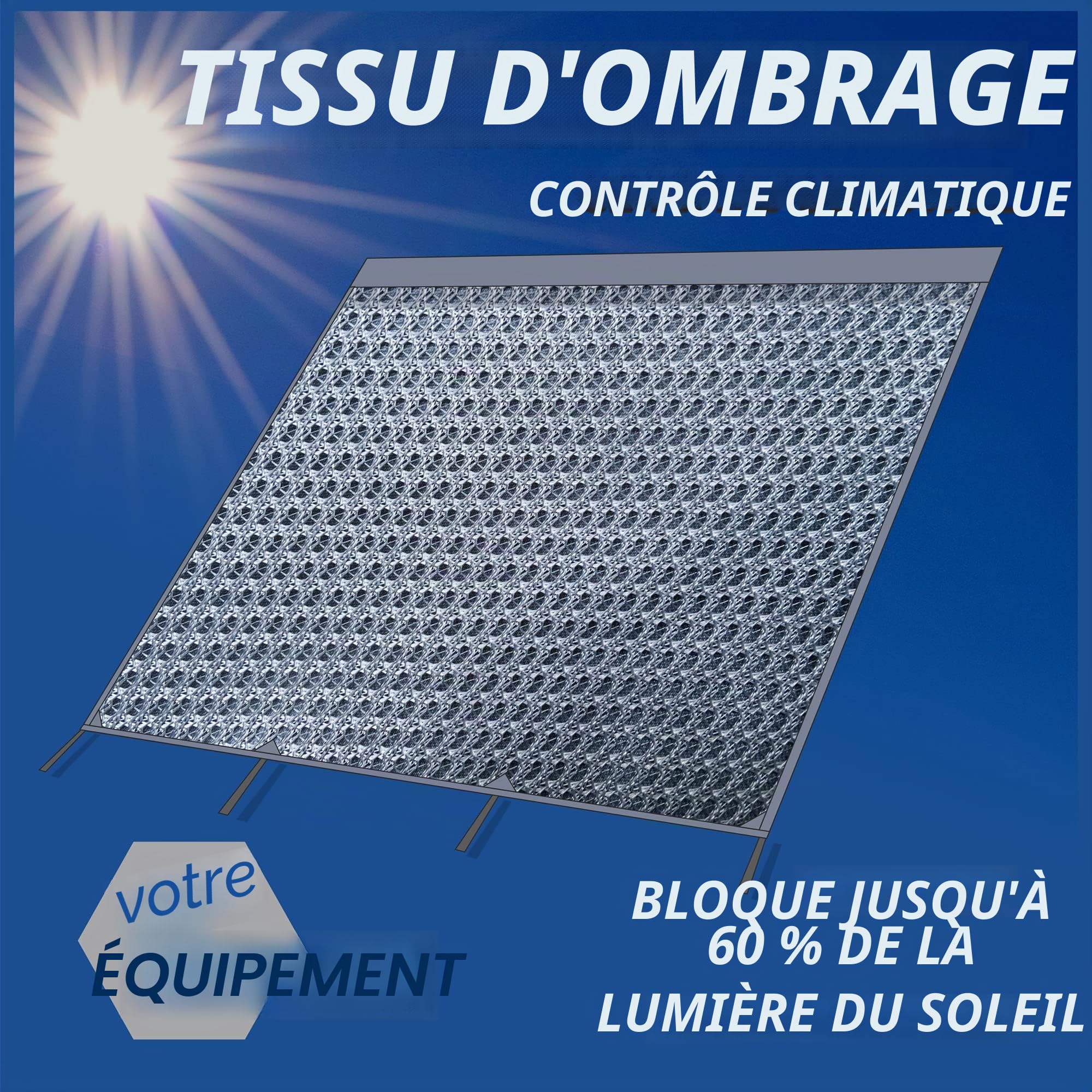 Gear Capri Sun Blocker Paroi avant et parois latérales perméables au vent, protection visuelle et solaire, 3 passepoils, diamètres 4,3, 6,2 et 7 mm, largeurs 240 à 480 cm