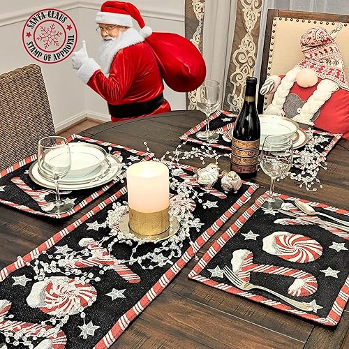 Miniatura 7 de DaDa Bedding - Juego de 4 manteles individuales de algodón y lino para mesa de comedor, 13 x 19 pulgadas