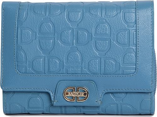 Vista 2 de SADDLER - Monedero de piel para mujer (tamaño mediano), diseño con cremallera, Azul tormenta), SADDL-2203DD-SBLU