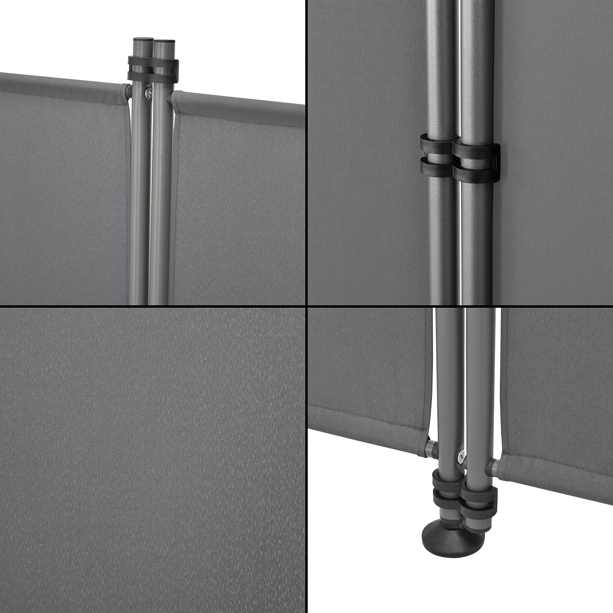 pro.tec Paravento a 4 Pannelli da Esterno e Interno Parete Divisorio Separè con Telaio in Acciaio Struttura Pieghevole Schermo Separatore (AxL) 170x215 cm - Grigio Medio