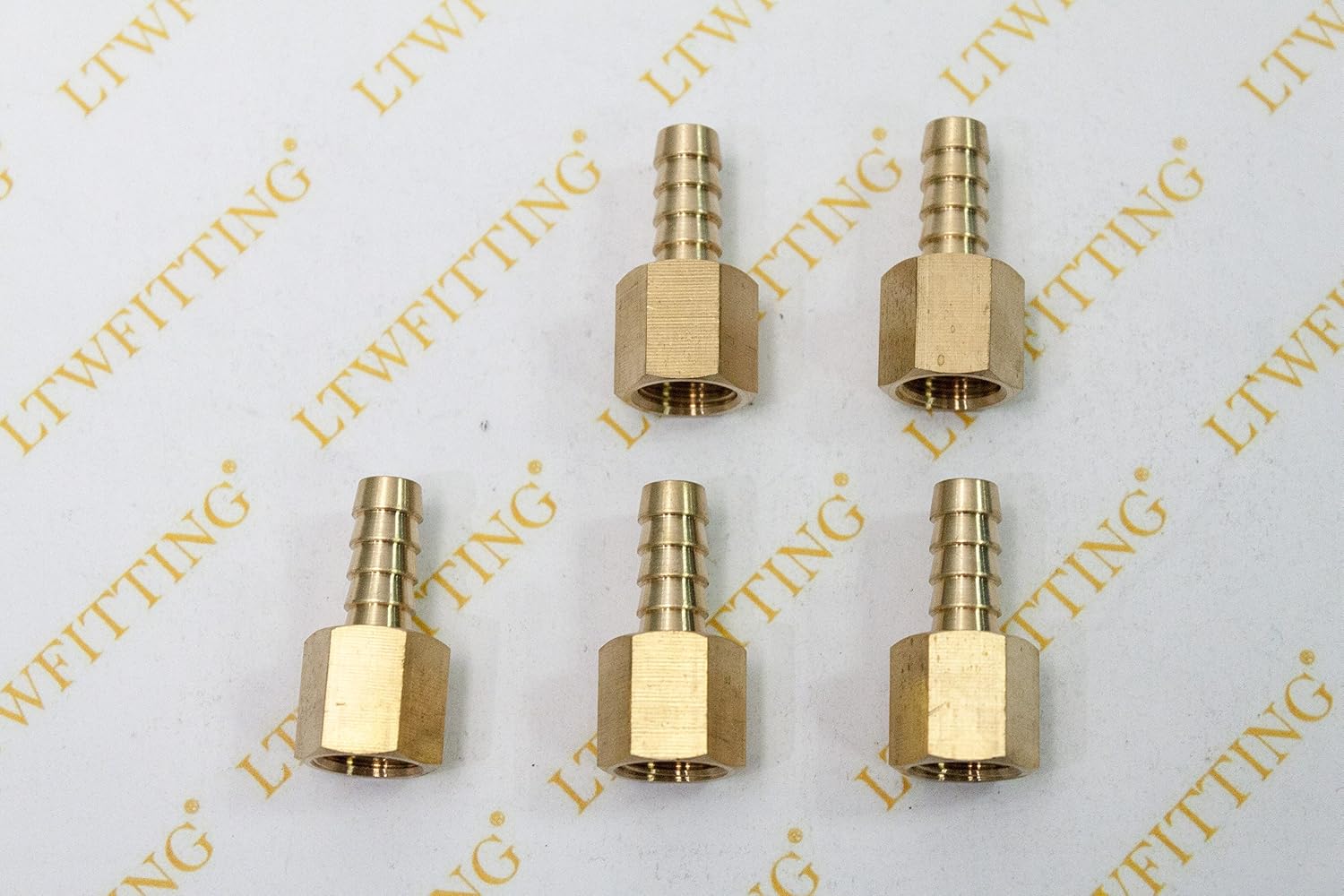 Brass Fitting Coupler 5/16-Inch Hose Barb x 1/4-Inch Female NPT Fuel Water Boat(Pack of 5)