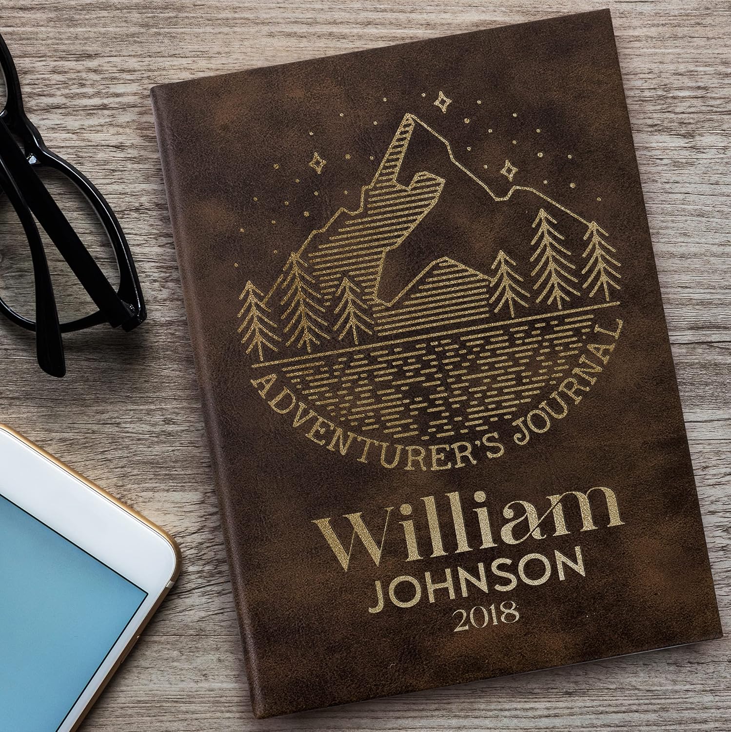 Personalized Leather Journal for Men | White, 15 Design, A5 | Engraved Journals to Write in for Men, Women - Diary for Boys - Personalized Notebooks and Journals - Coworker, Office Gifts…