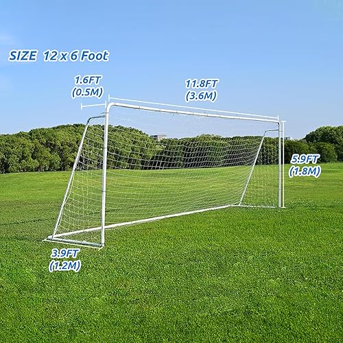 Miniatura 2 de Redes de portería de fútbol, red de fútbol de repuesto para deportes de 6 x 4 pies, 8 x 6 pies, 12 x 6 pies, 24 x 8 pies, no incluye postes