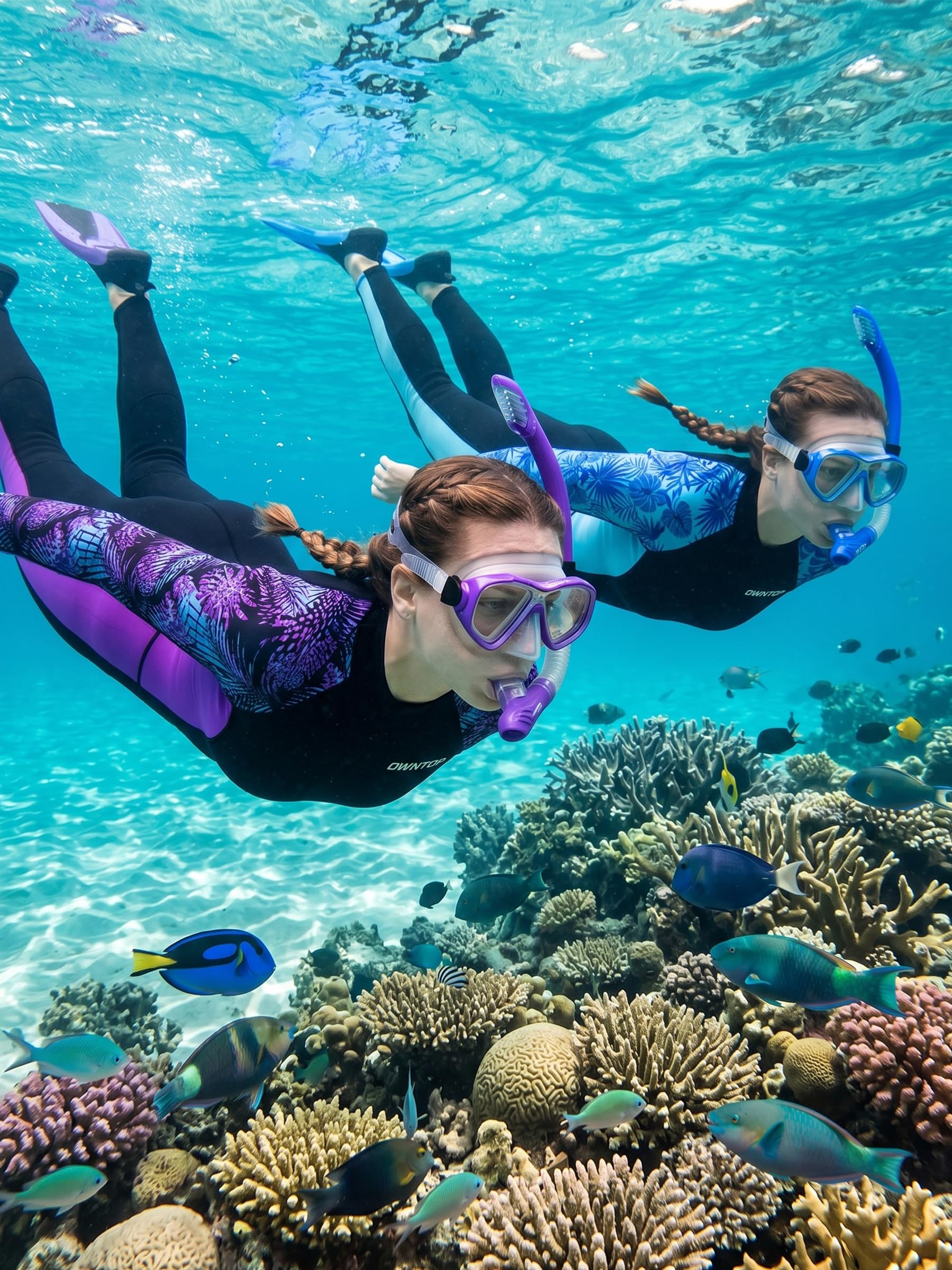 Owntop Muta lunga da donna, 3/2 mm, in neoprene di alta qualità, con cerniera posteriore, protezione dal freddo, per snorkeling, immersioni, surf e SUP