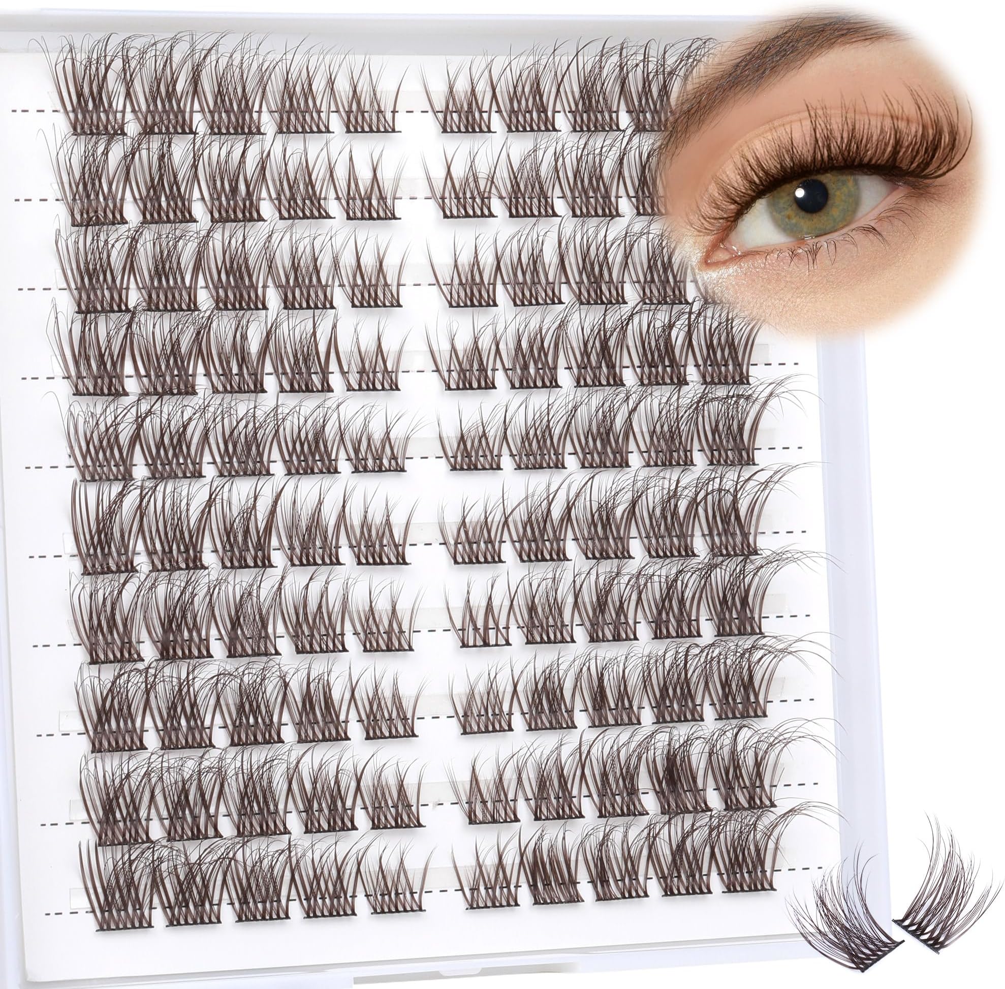 Brown Lash Clusters Wispy Eyelash Clusters Eyelash Extensions 100pcs Fluffy Cluster Lashes Extensions 8-16MM Natural Individual Lashes by Ruairie