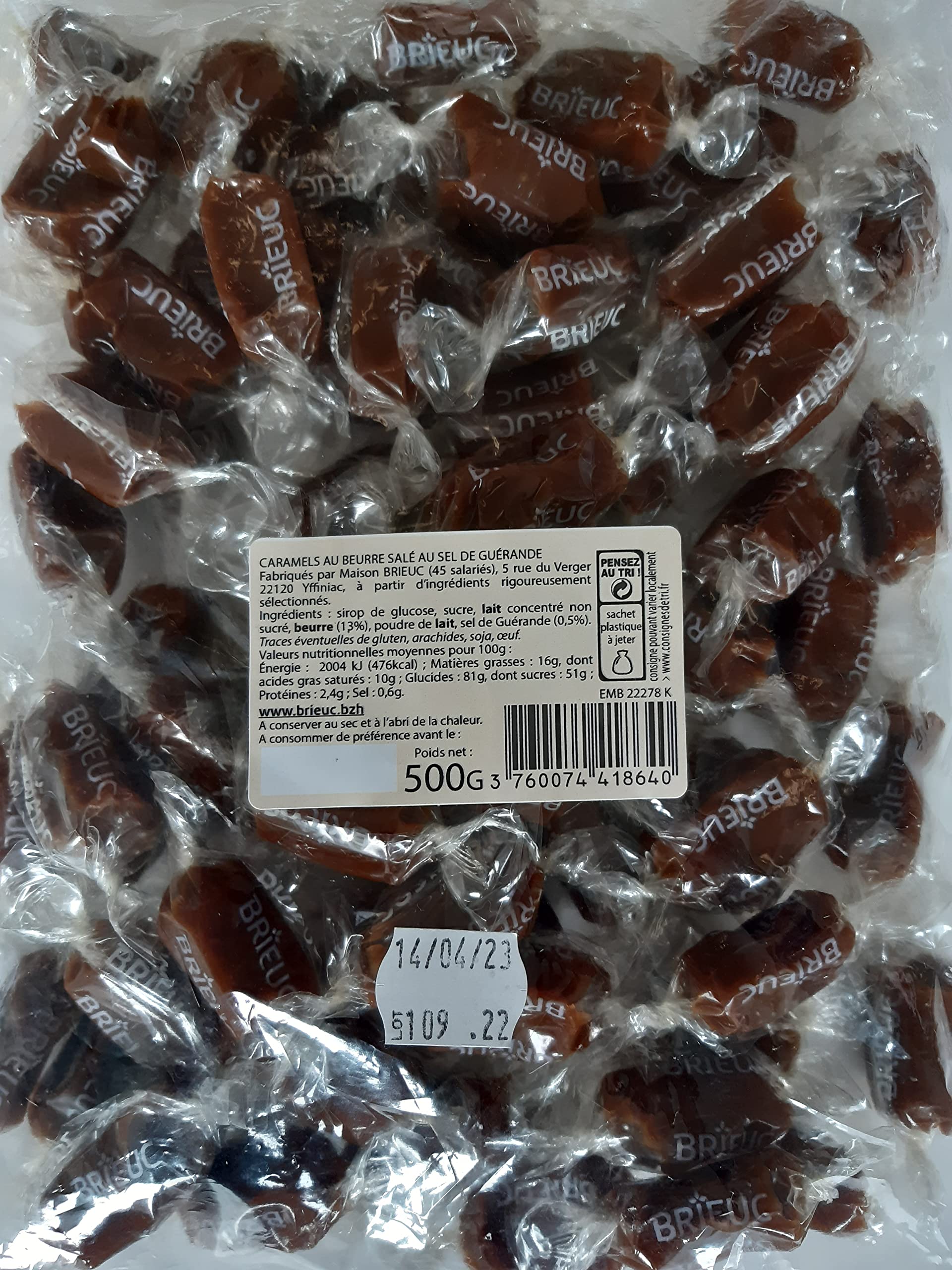 BRIEUC – 1KG de Bonbons Mous au Caramel au Beurre Salé (Sel de Guérande) - Gourmandise Bretonne 100% FRANÇAISE