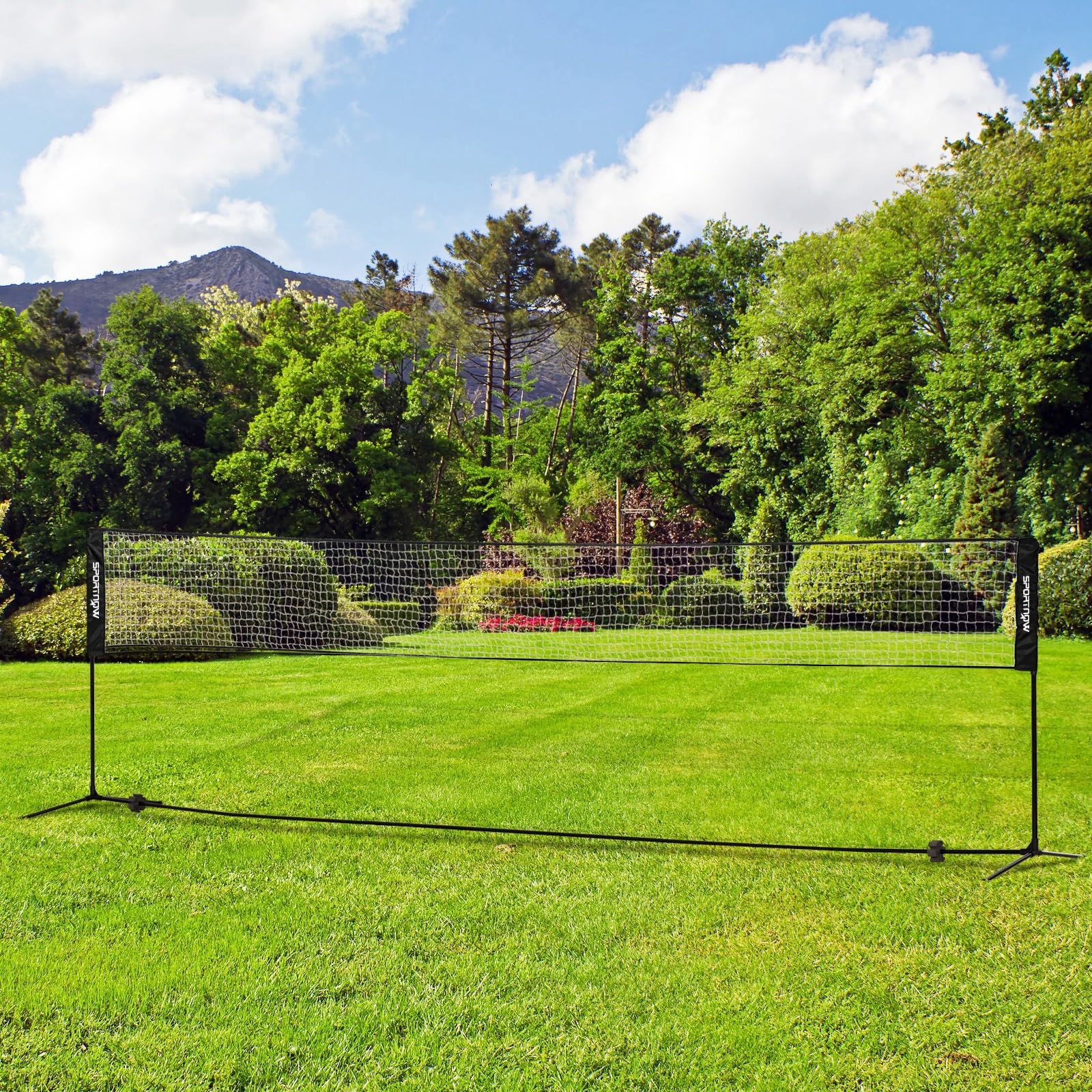 SPORTNOW Juego completo de bádminton, Pickleball y Voleibol, 3 en 1, juegos deportivos al aire libre con red altura ajustable 107-155 cm
