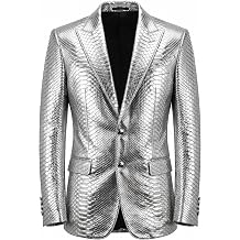 Mens Black Snakeskin Texture Leather Blazer Jacket Luxury Slim Fit Designer Formal Evening Sport Coat