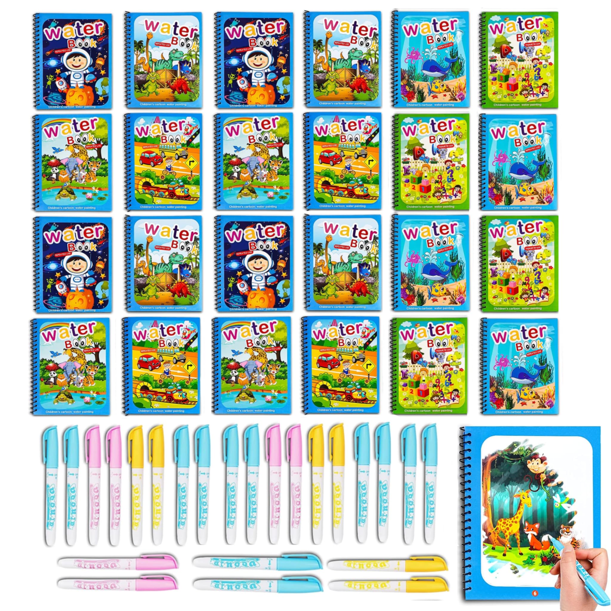 SNAPTRON Return Gifts For birthday For Kids Party -18Pcs Water Coloring Books| Water Doodle Book for 3 4 5 6 7 For Return Gifts for Kids| Reusable Magic Book with Doodle Pen| Best Return Gifts