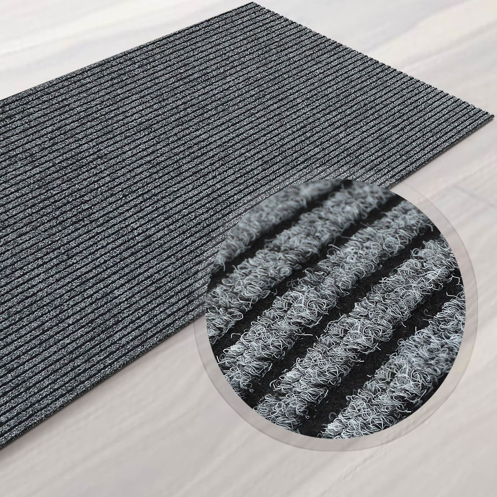 Floordirekt Passatoia da Cucina Granada - Tappeto su misura per la cucina - Larghezza: 80 cm - Tappeti moderni e di alta qualità per la casa (Grigio, 80 x 350 cm)