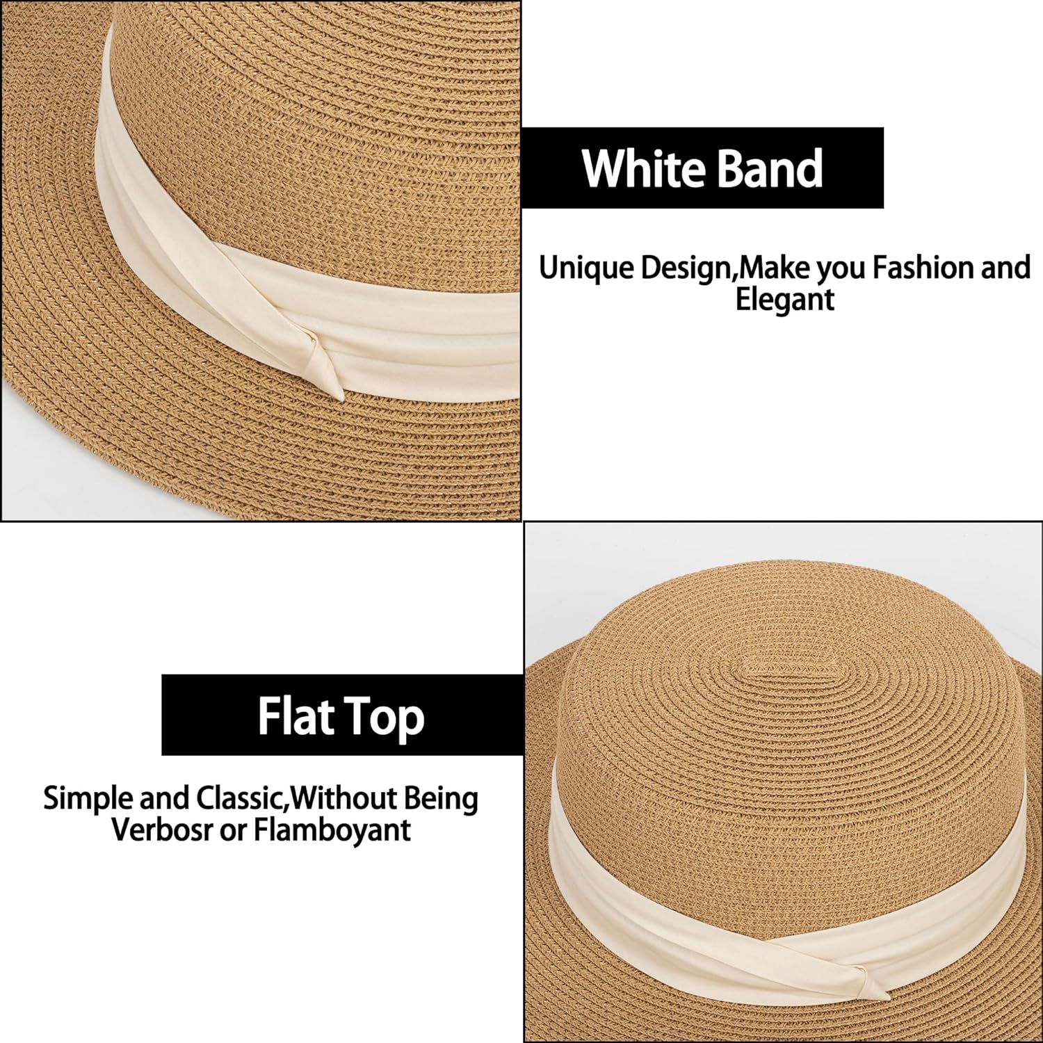 Beach Sun Hats for Women - Wide Brim-UPF 50+ UV Protection-Summer-Straw Hat Foldable Boater-Fedora Hats S/M - Image 3