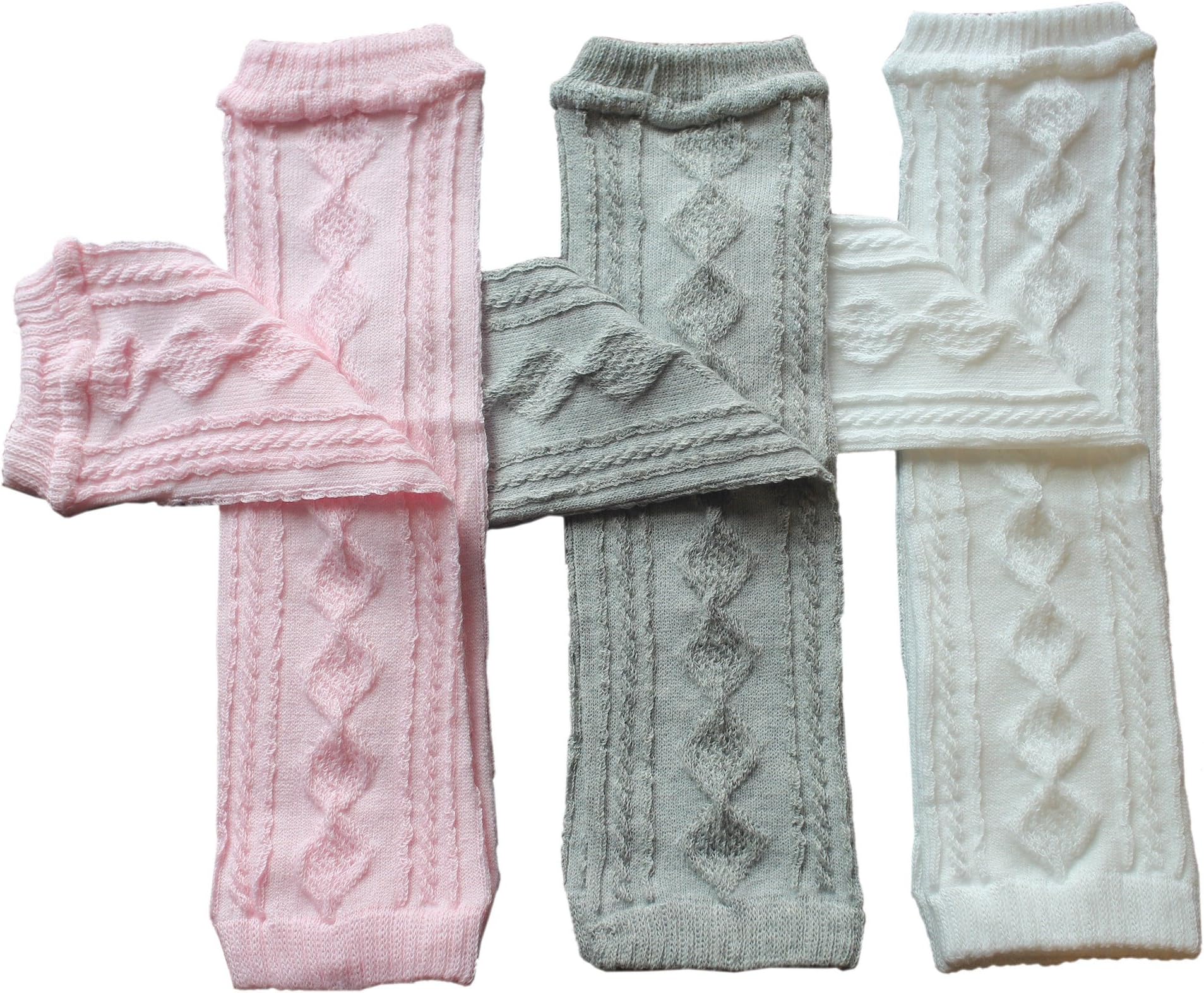 3 Pair Baby Leg Warmers Toddler Girls 3 Pair Argyle Cable Knit