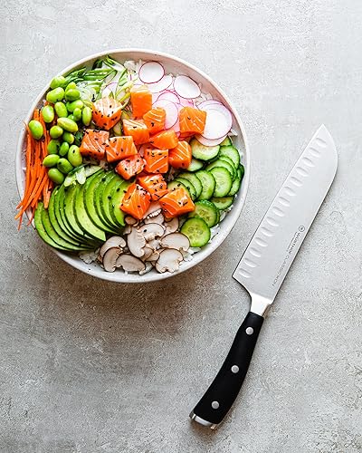 Vista 7 de WÜSTHOF Classic IKON Cuchillo Santoku de borde hueco de 7 pulgadas, negro
