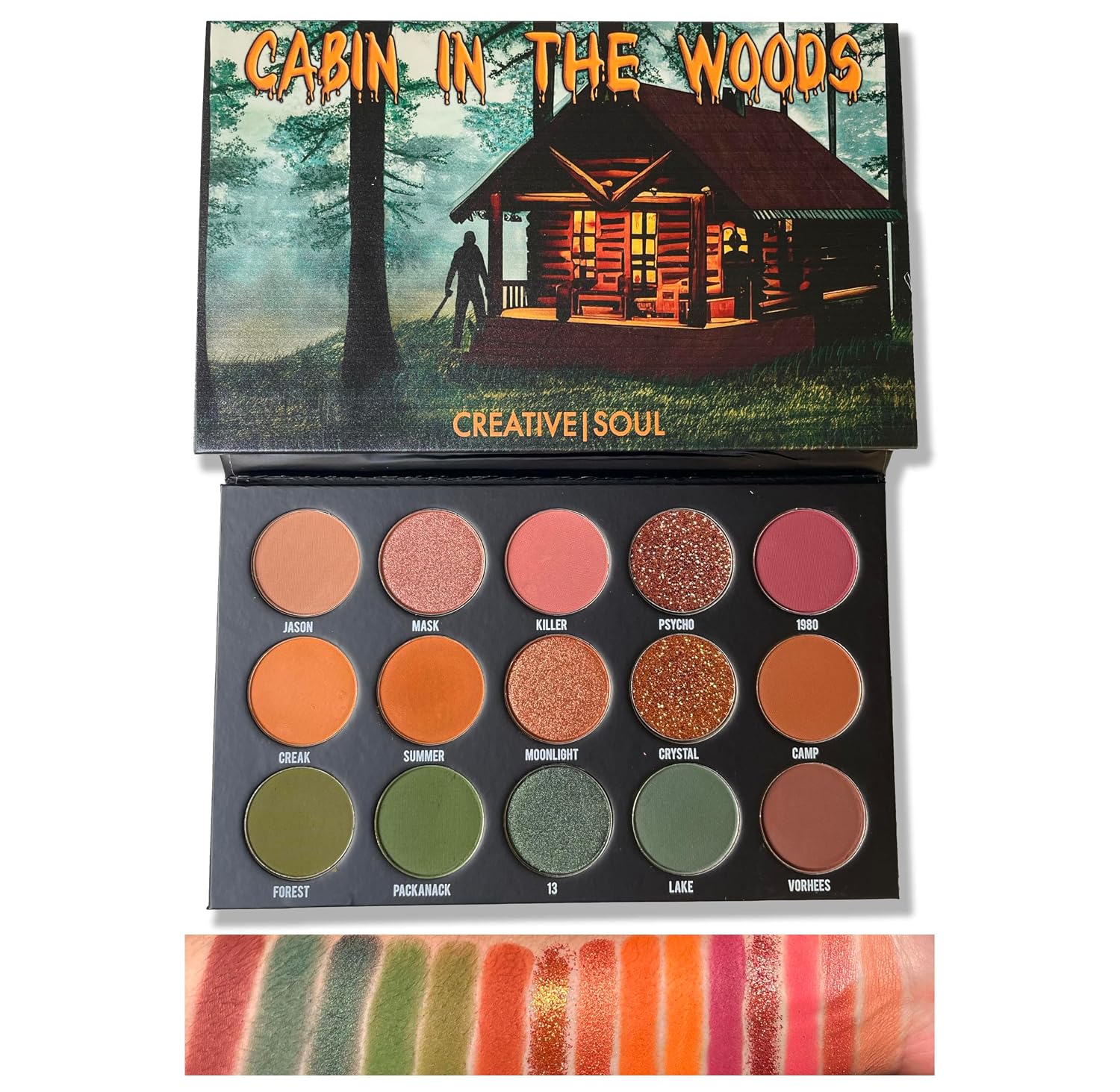 Creative Soul Cosmetics Cabin in the Woods Eyeshadow Palette, Horror Movie Neutral Eye Shadow, Blendable & High Pigment Eyeshadow Palette, Scary Movie Inspired Makeup, Gothic Makeup