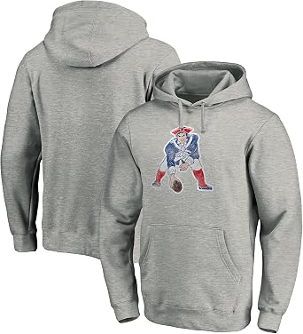 Fanatics Mens Heathered Gray New England Patriots Throwback Logo Pullover Hoodie