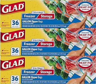 Glad Trash & Food Storage Food Storage and Freezer 2 in 1 Zipper Bags - Gallon Size - 36 Count (Pack of 3)