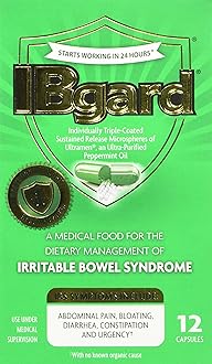 IBgardfor Irritable Bowel Syndrome (IBS) Relief Bloating Gas 12 Capsules Small Box 90mg Ultra Purified Peppermint Oil Good for First Timers