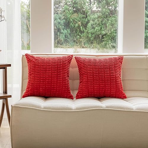 Miniatura 2 de Home Brilliant Juego de 2 fundas de almohada rojas de 18 x 18 pulgadas, fundas decorativas de San Valentín, fundas de almohada decorativas de pana