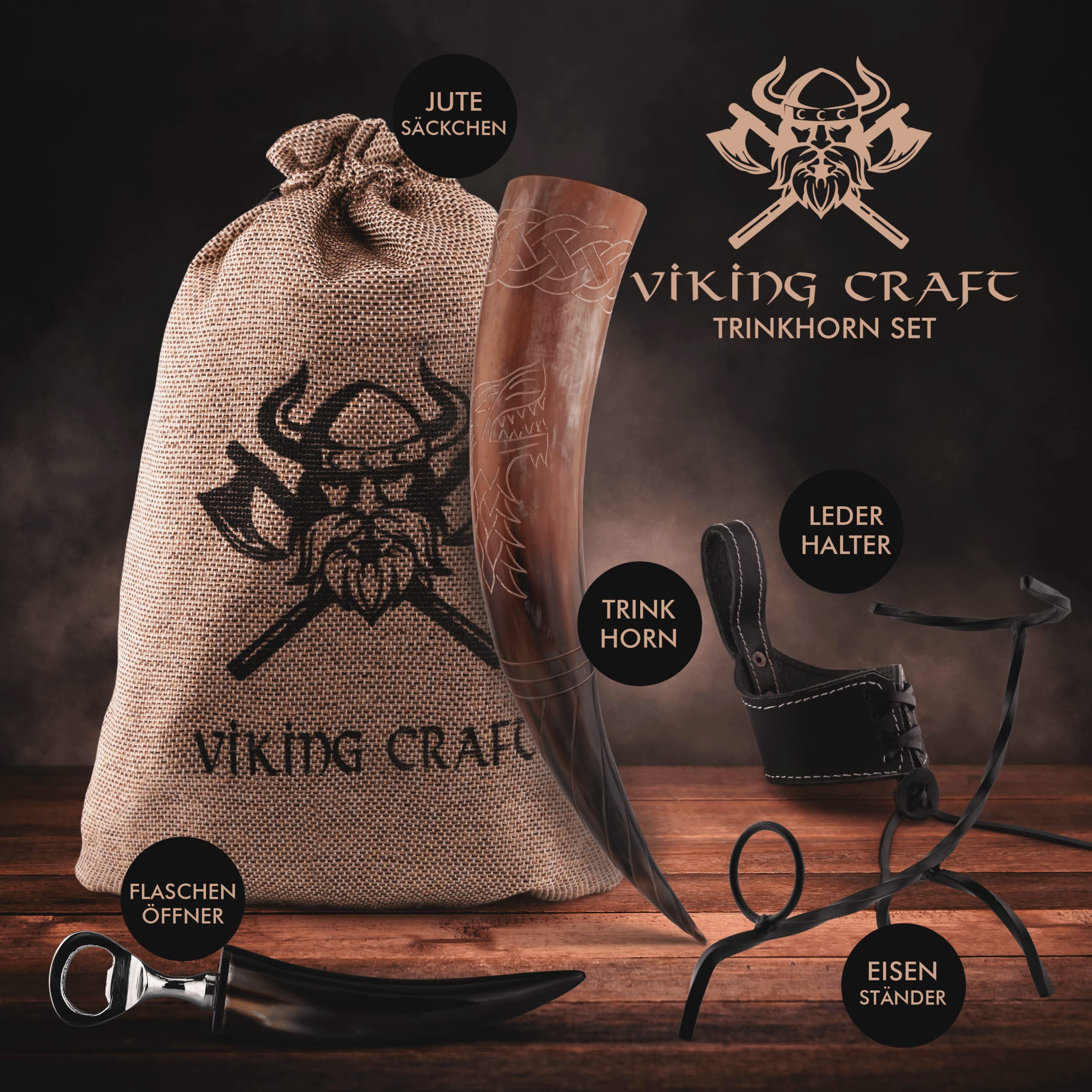 Corne à boire Viking - Grand cadeau pour femme et homme - Cadeau de Noël - Anniversaire - Fête des pères - Cadeau de mariage - Ami - Papa - Maman - Frère - Sœur - Amusant - Partenaire - Opa