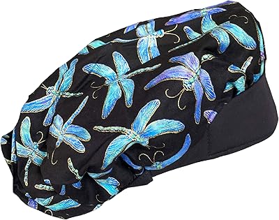 SUS Banded Bouffant Blue Metallic Dragonfly Working Cap Hat