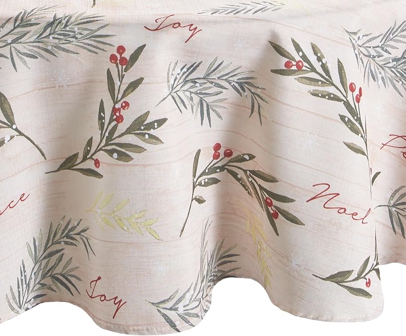 Mantel Threadmade con adornos de árboles navideños, multicolor, ovalado de 60 pulgadas de ancho x 84 pulgadas de largo