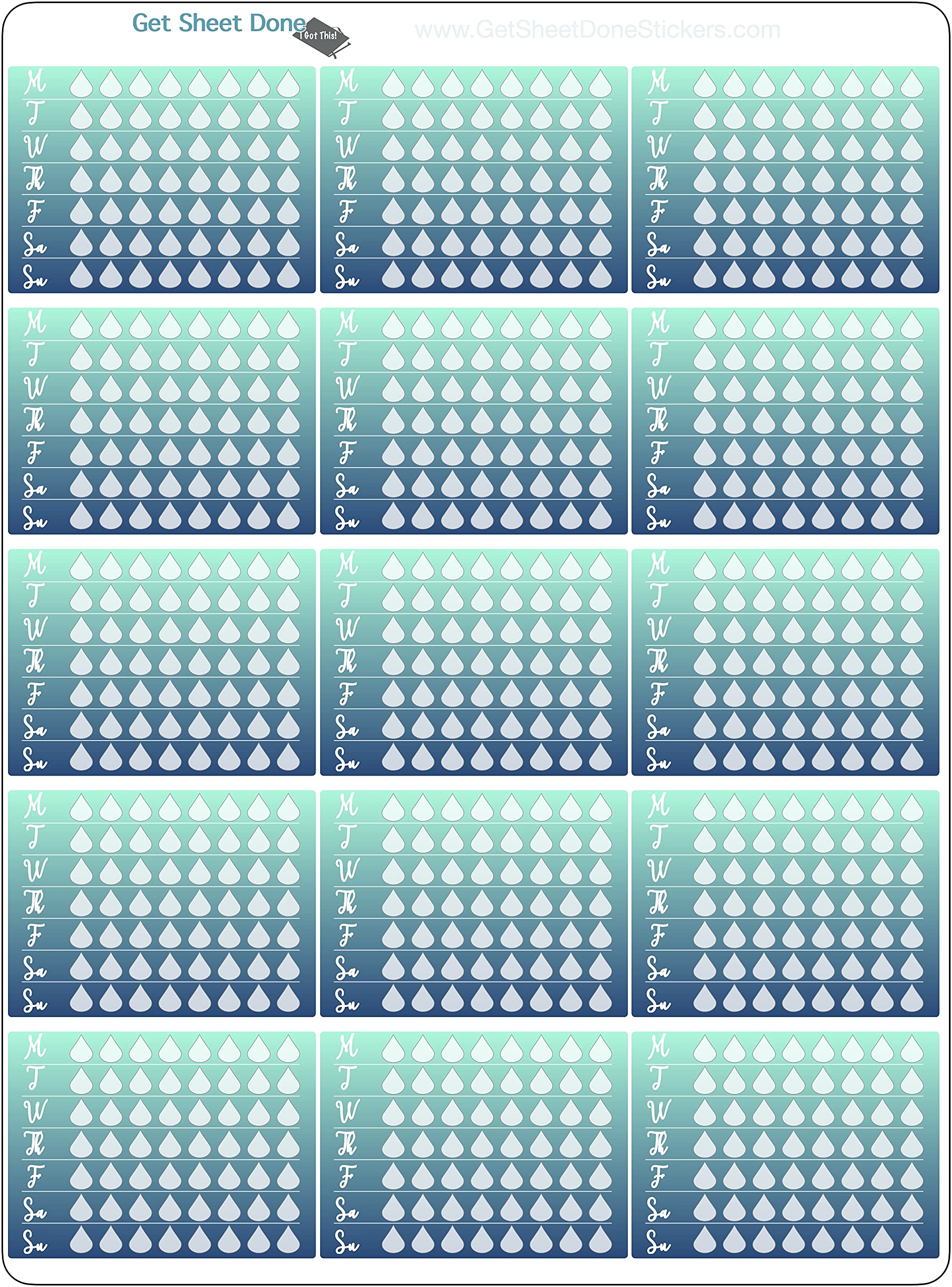 Water Habit Planner Tracker Stickers / 15 Weekly Write In Smudge Proof Vinyl Stickers (1.5”) / Hydrate Fluid Tracking Health Wellness Self Care/Essential Productivity Life/Bullet Bujo Journal