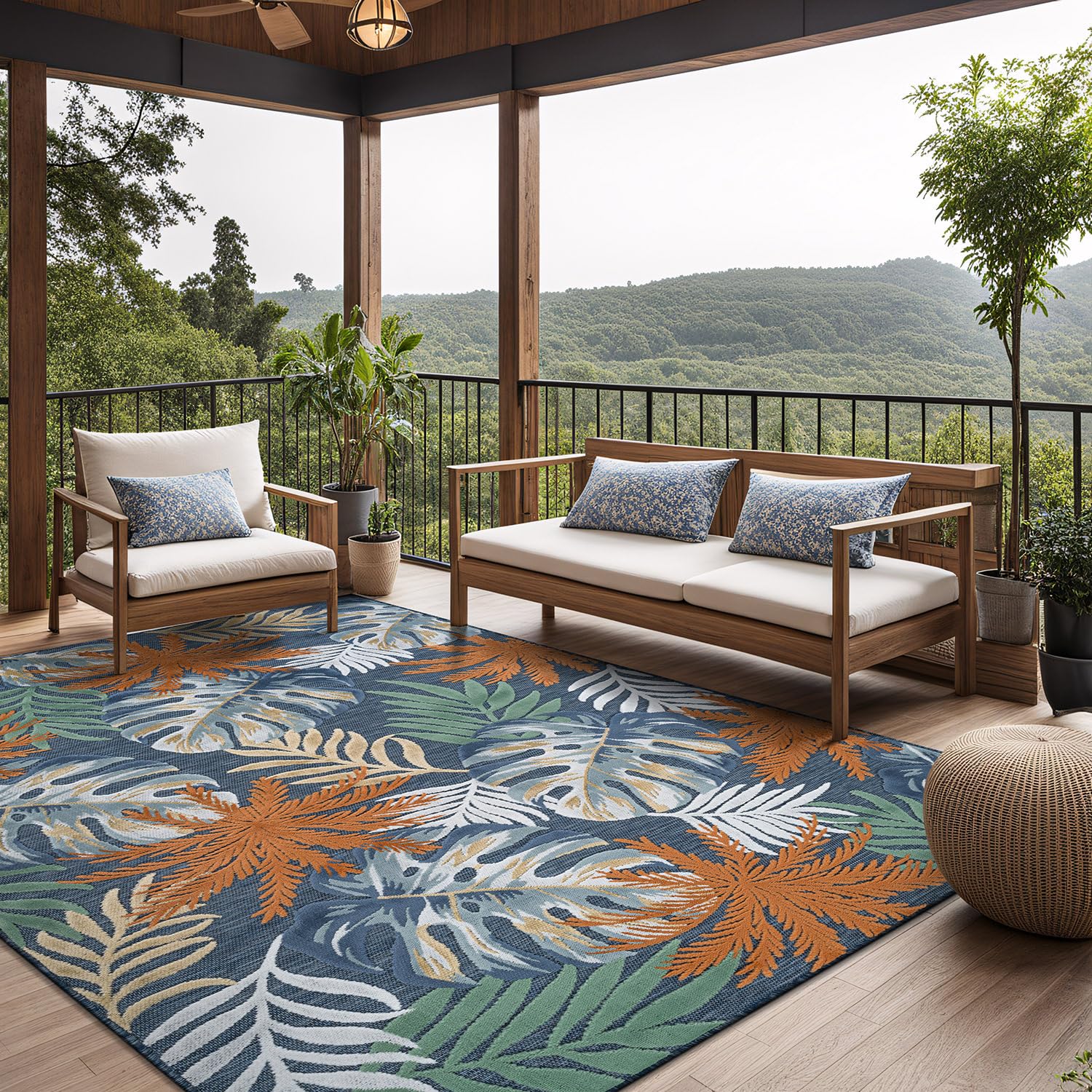 Luul Home Floral Indoor Outdoor Rugs 9x12 Large Area Rug