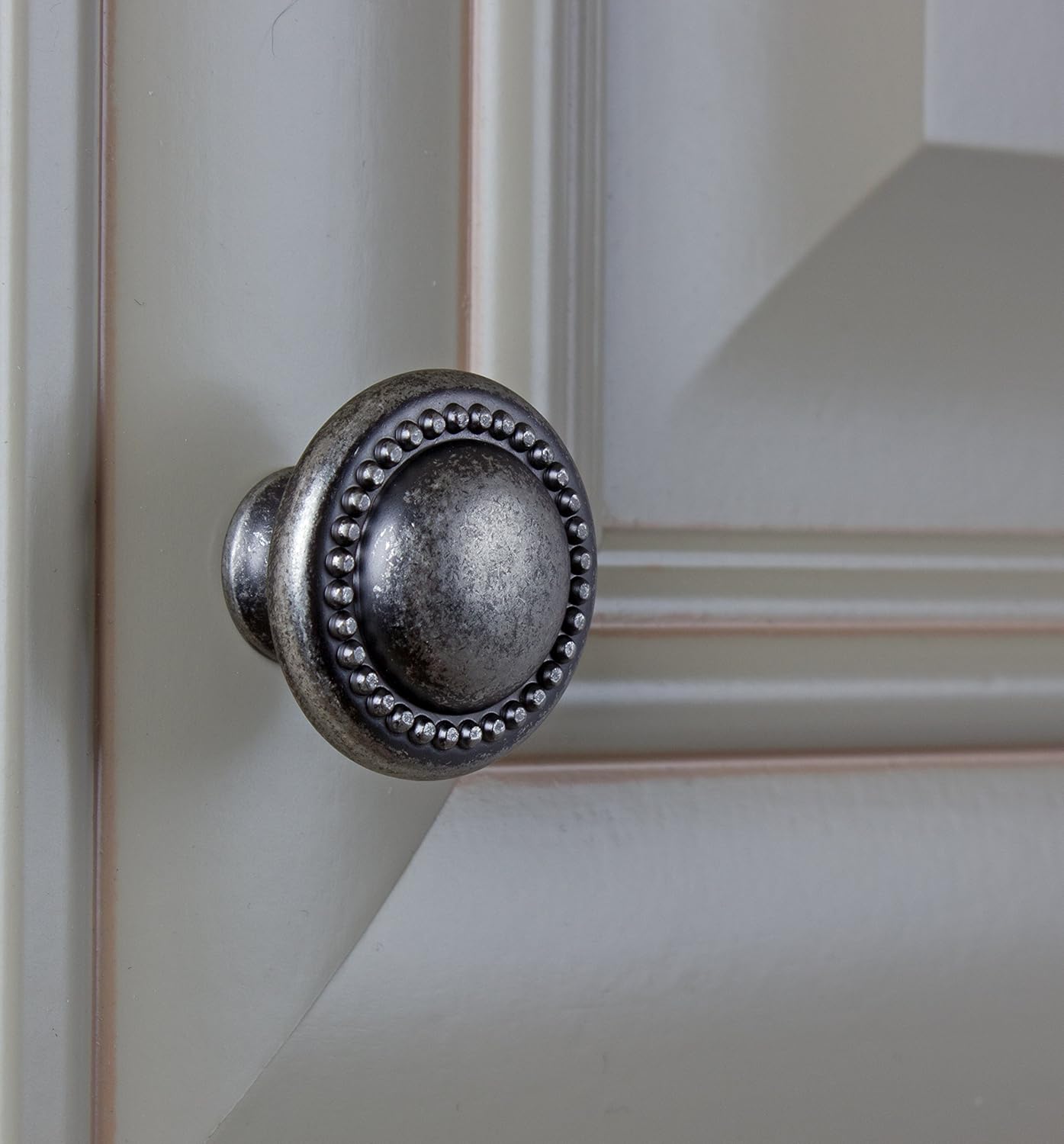 GlideRite Hardware 5222-WN-10 1.25 inch Weathered Nickel Round Beaded Cabinet Knob 10 Pack