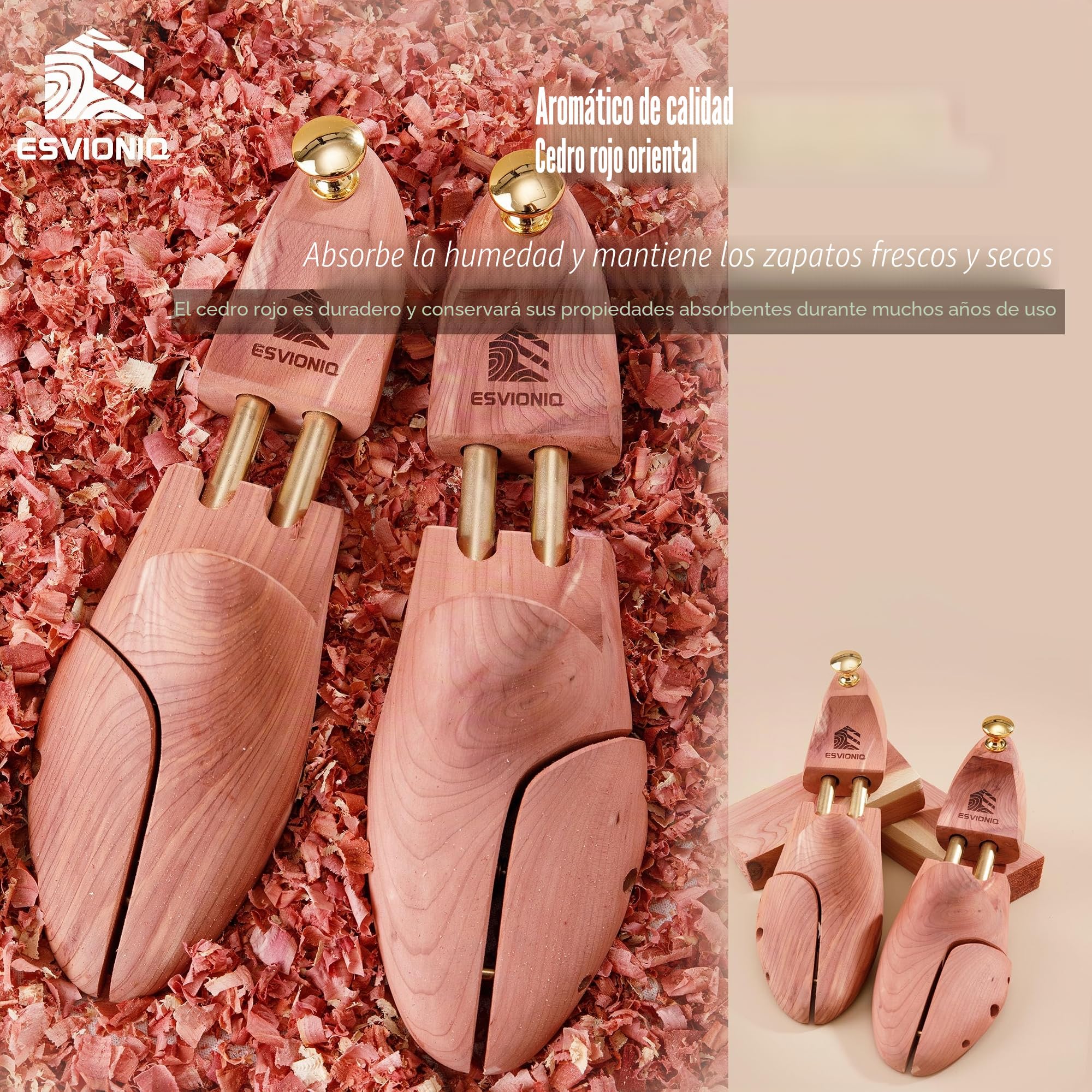 Cedar Shoe Tree,Horma de cedro con dos tubos, horma de cedro rojo para hombre, Hormas para zapatos de madera
