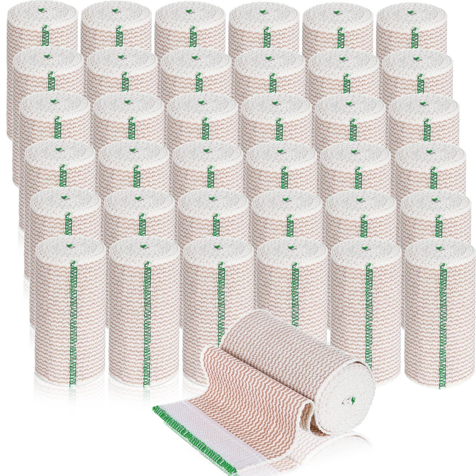 LEIFIDE Fascia di compressione con chiusura automatica su entrambe le estremità, fascia elastica per gambe, ginocchia, caviglie, polsi, gomiti, spalle, bendaggio atletico elasticizzato (bordo verde