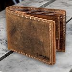 STARHIDE Personalised Custom Engraved RFID Blocking Wallet for Men - Genuine Distressed Leather Coin Pocket Wallet - Customised Gift for Dad, Boyfriend, or Husband (Brown, Text Engraved)
