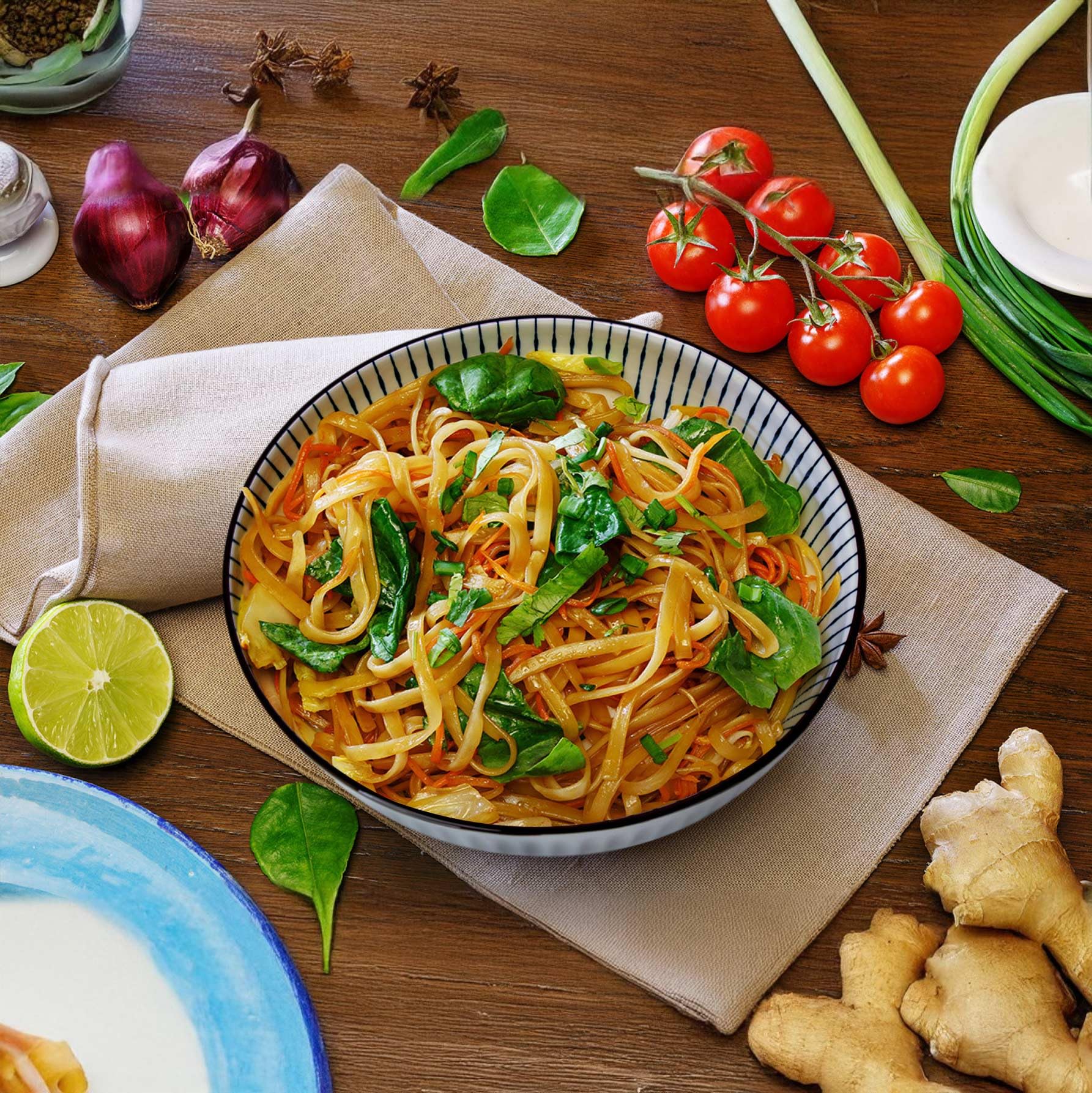 Juego de 3 cuencos grandes de sopa de 60 onzas, cuencos Pho de cerámica japonesa azul y blanca de 8 pulgadas, patrón de rayas