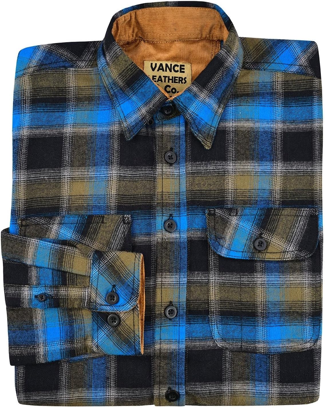 Men's Long Sleeve Plaid Button Down Casual Flannel Shirt, for Men Soft 100% Cotton, Corduroy Cuffs - Image 3