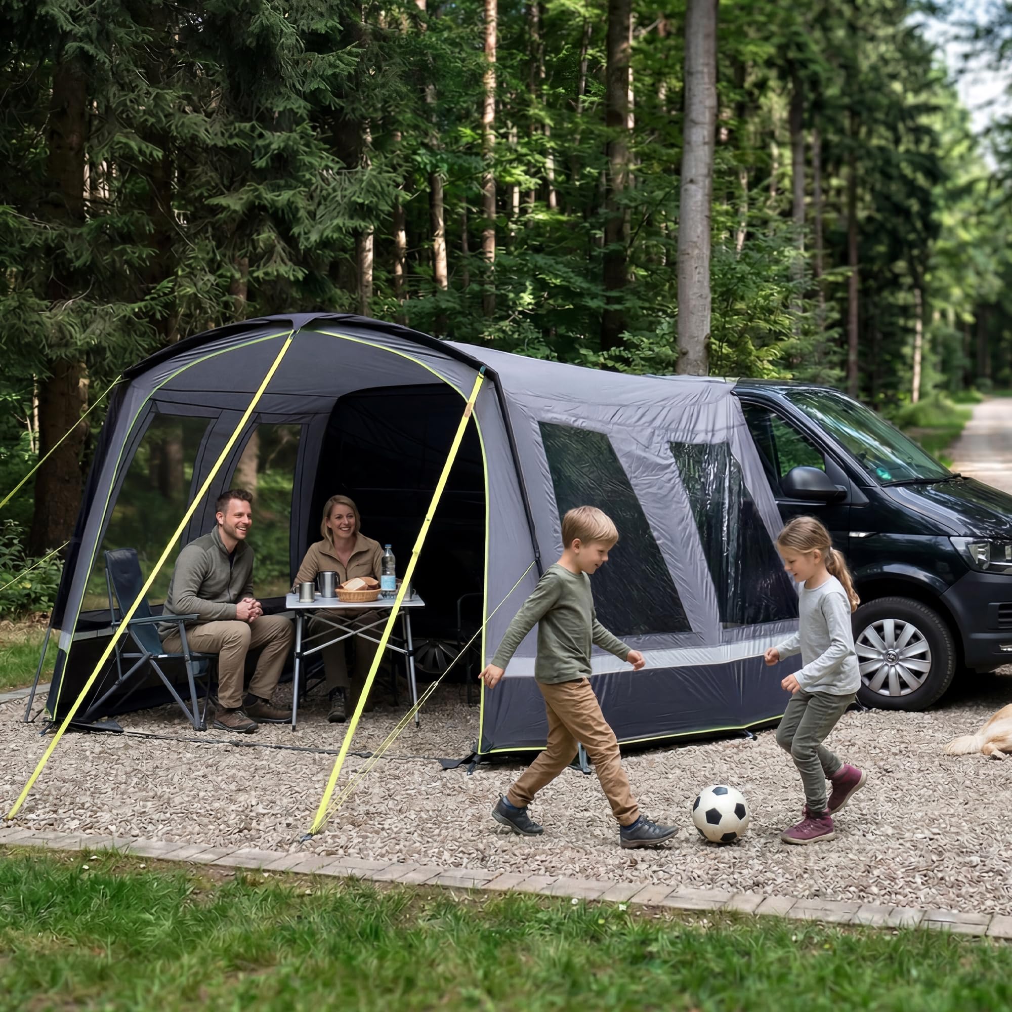 High Peak Busvorzelt Auto freistehend, Heckzelt Autozelt mit Kederanschluss, höhenverstellbarer Anschluss, Vorzelt für SUV, Van, Bus, Wohnmobil, Campervan, Wohnwagen, Camping Reise Outdoor