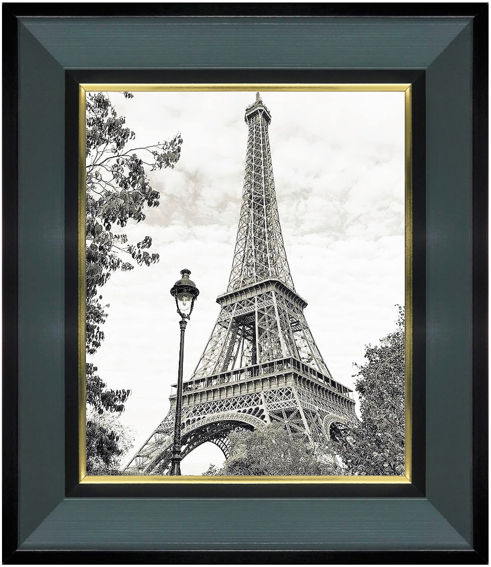 Harmony Frames 5x7 Bevel Wood Picture Frame Gold Lining Wall and Tabletop Gallery Display, Green