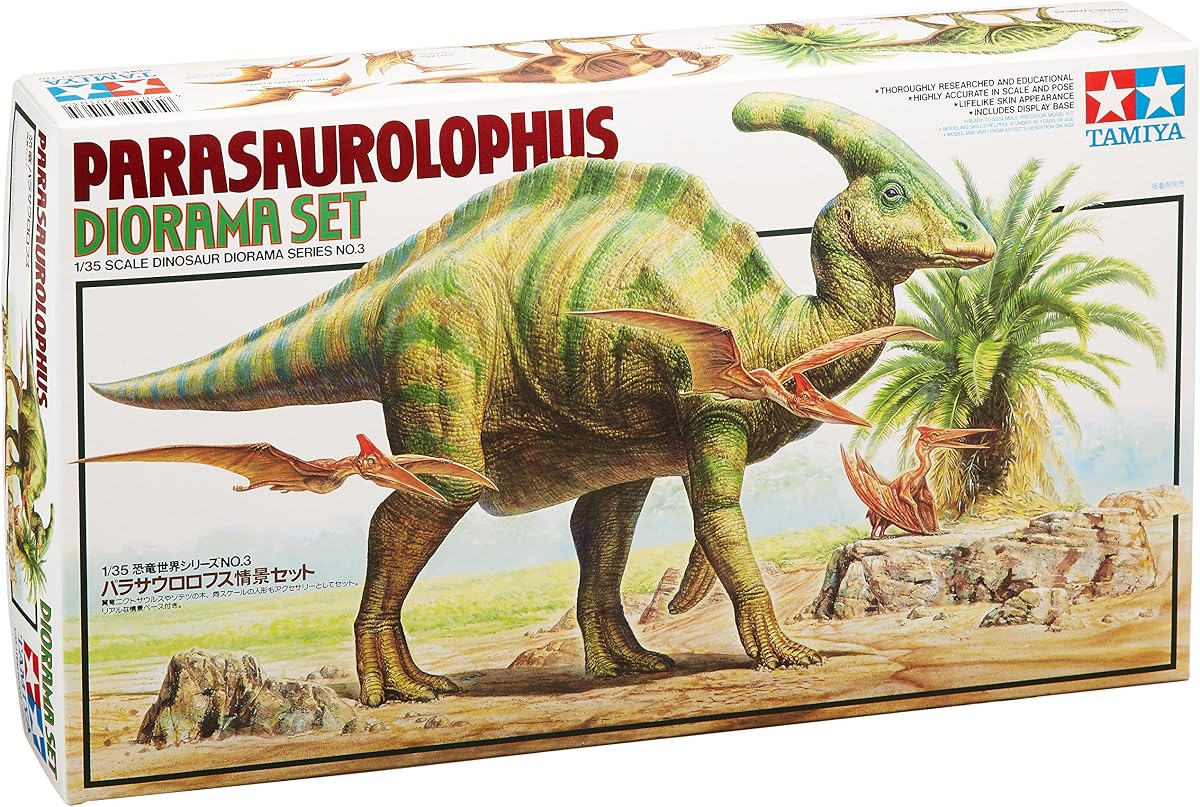 Tamiya - 1:35 Parasaurolophus Diorama Set - Kit de construcción de plástico - Modelismo - Réplica fiel - Kit detallado - Manualidades - Hobby - Montaje