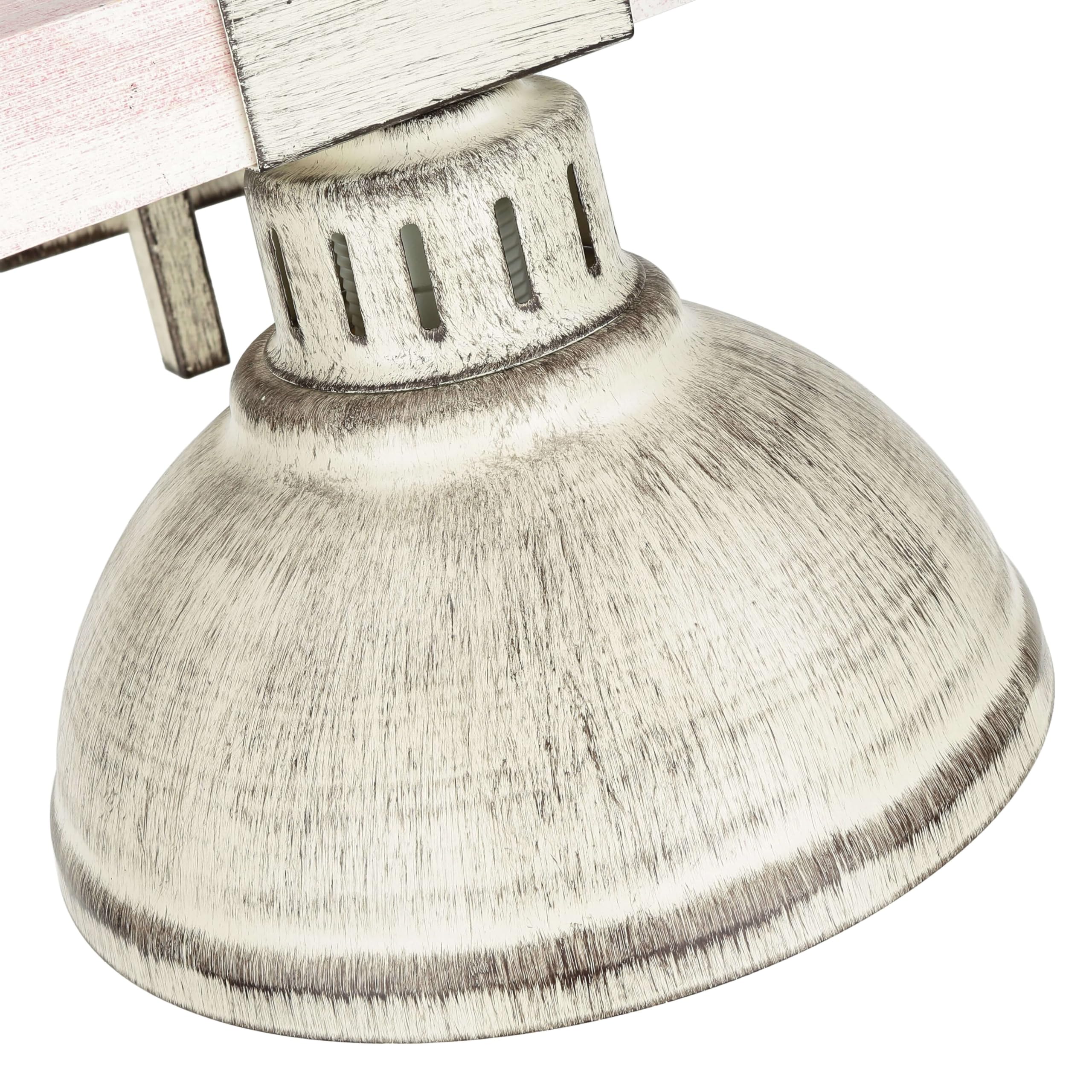 Licht-Erlebnisse Wandleuchte Metall Holz in Shabby Weiß Wohnzimmer Küche H:20 cm E27 natürlich gemütlich Landhaus Rustikal Vintage Wandlampe HAKON