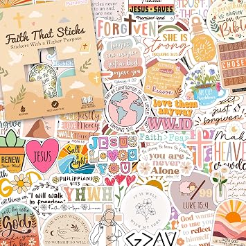225 PCS Christian Bible Verse Stickers by Puraesla Inspirational Journaling & Study Stickers for Water Bottles, Laptops, Notebooks & Scrapbooking Waterproof