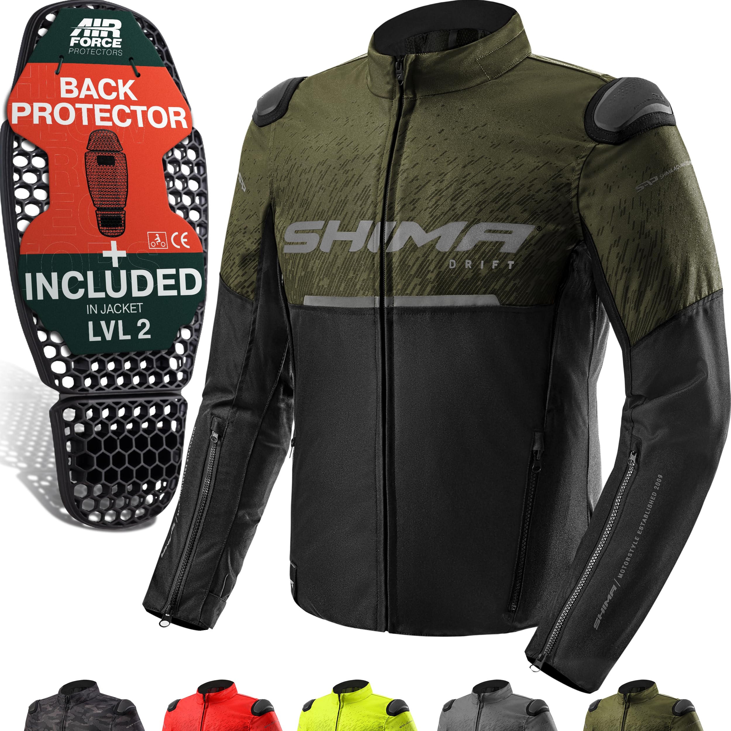 Shima Men's Khaki Drift Motorbike Jacket For Lightweight Breathable Summer Mesh City Biker Jacket With Ce Back Shoulder Elbow Armor Pads Width Adjustt (, L)