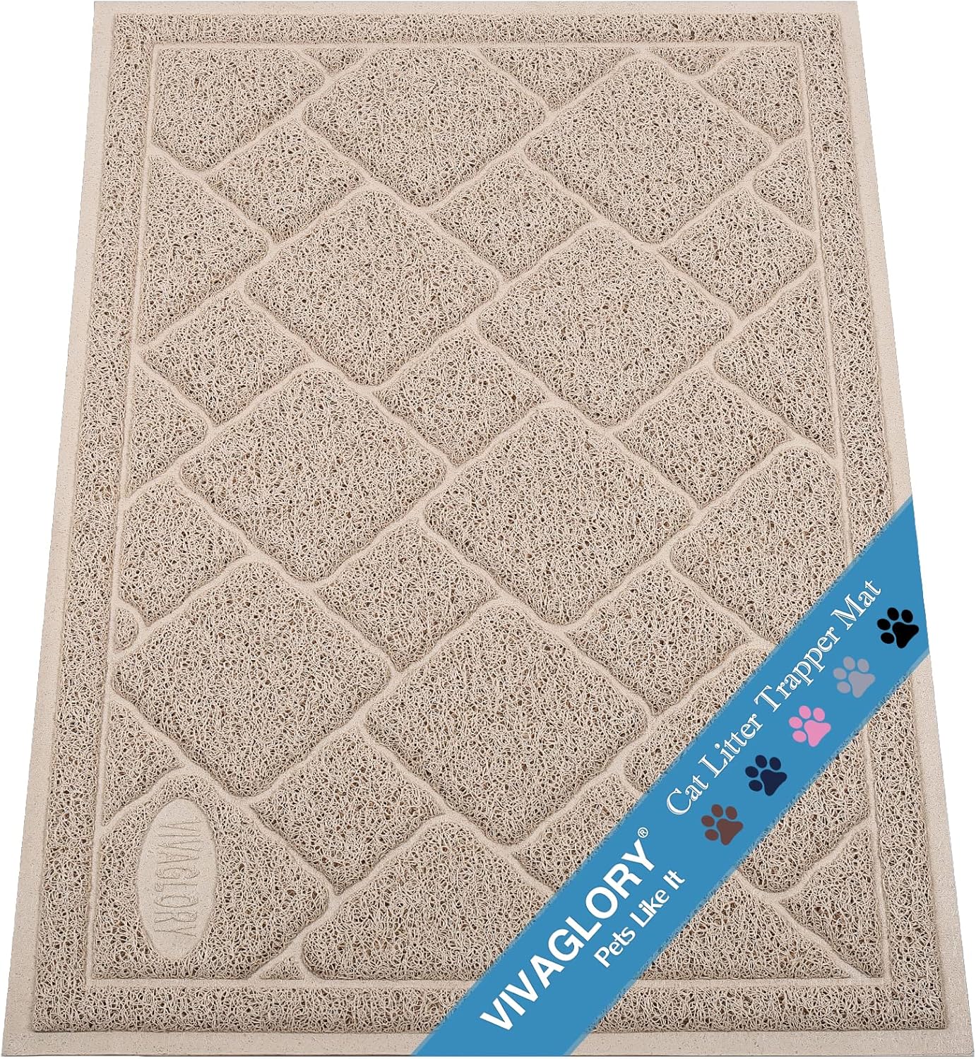 VIVAGLORY Cat Litter Tray Mat, Durable Litter Box Mat Kitty